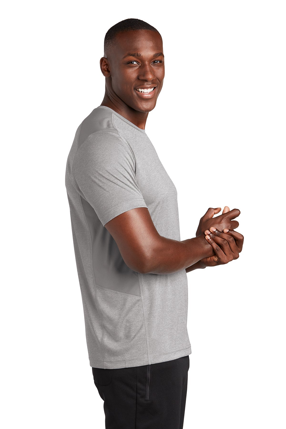 sport-tek endeavor tee st465 light greyheather/ light grey