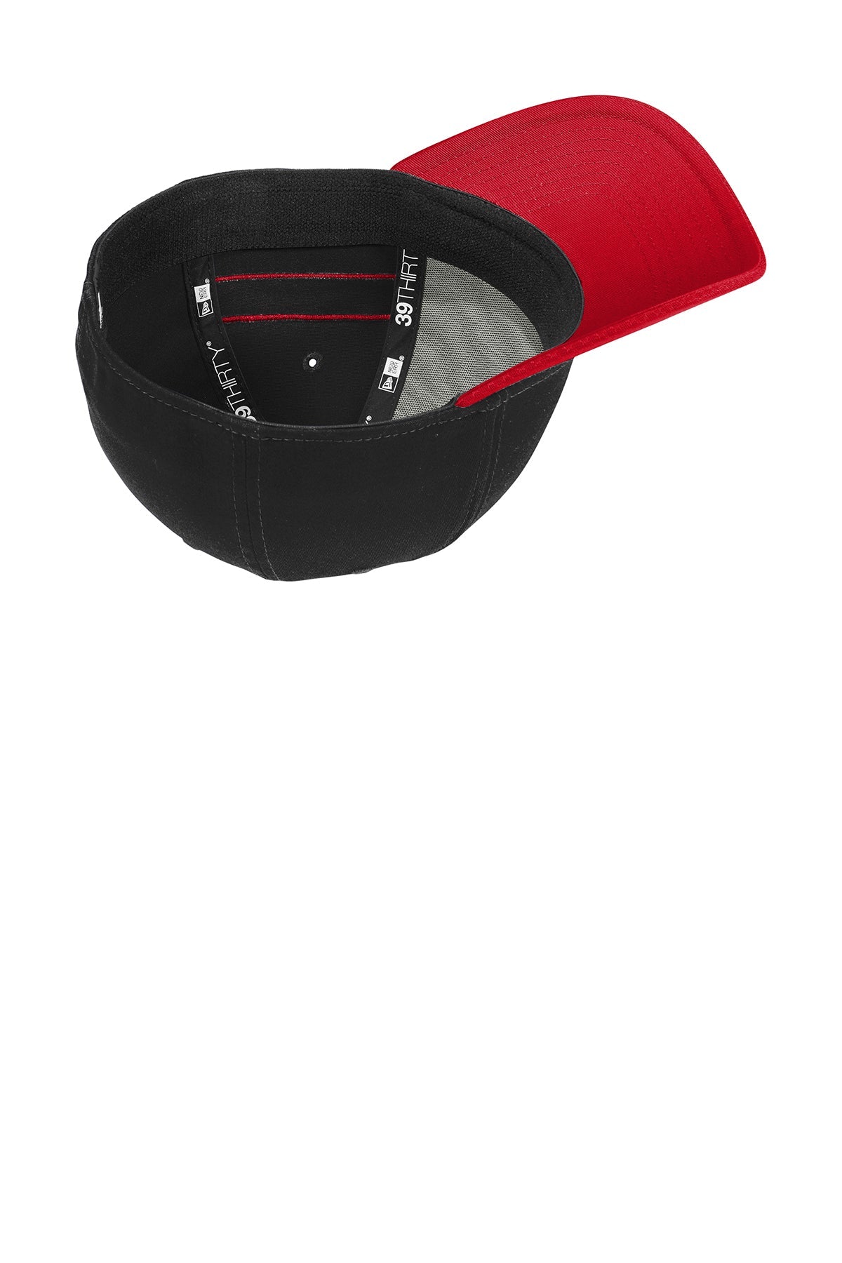 New Era Stretch Cotton Striped Custom Caps, Black Scarlet