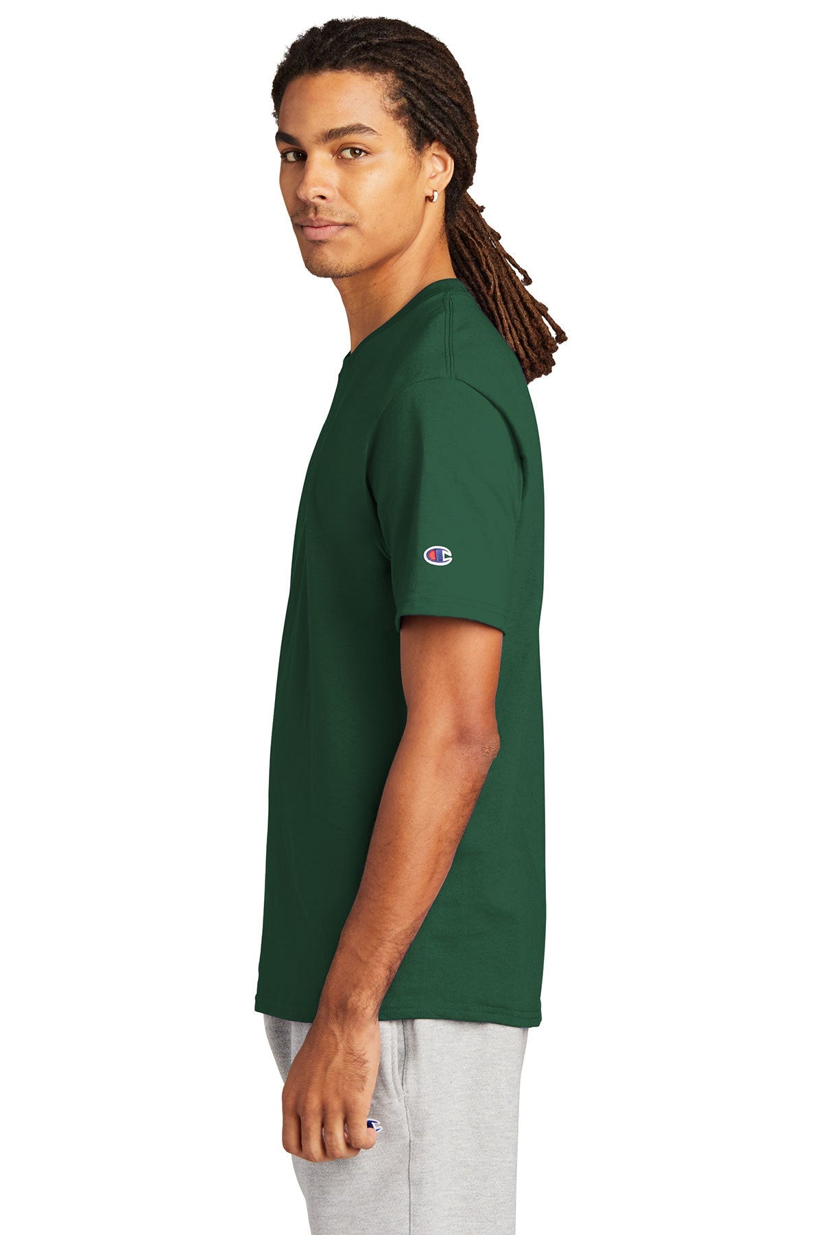 champion heritage jersey tee t425 s dark green