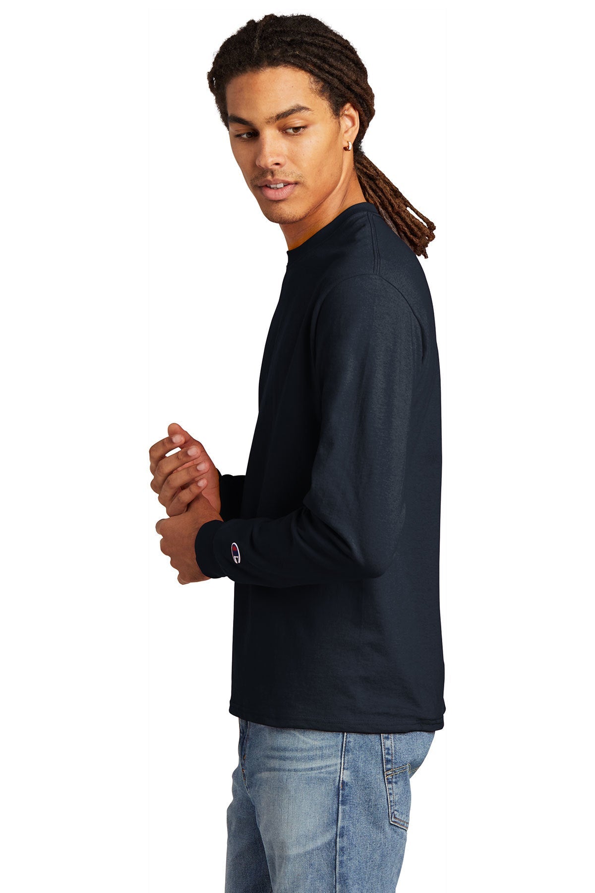 champion heritage jersey long sleeve tee cc8c s navy