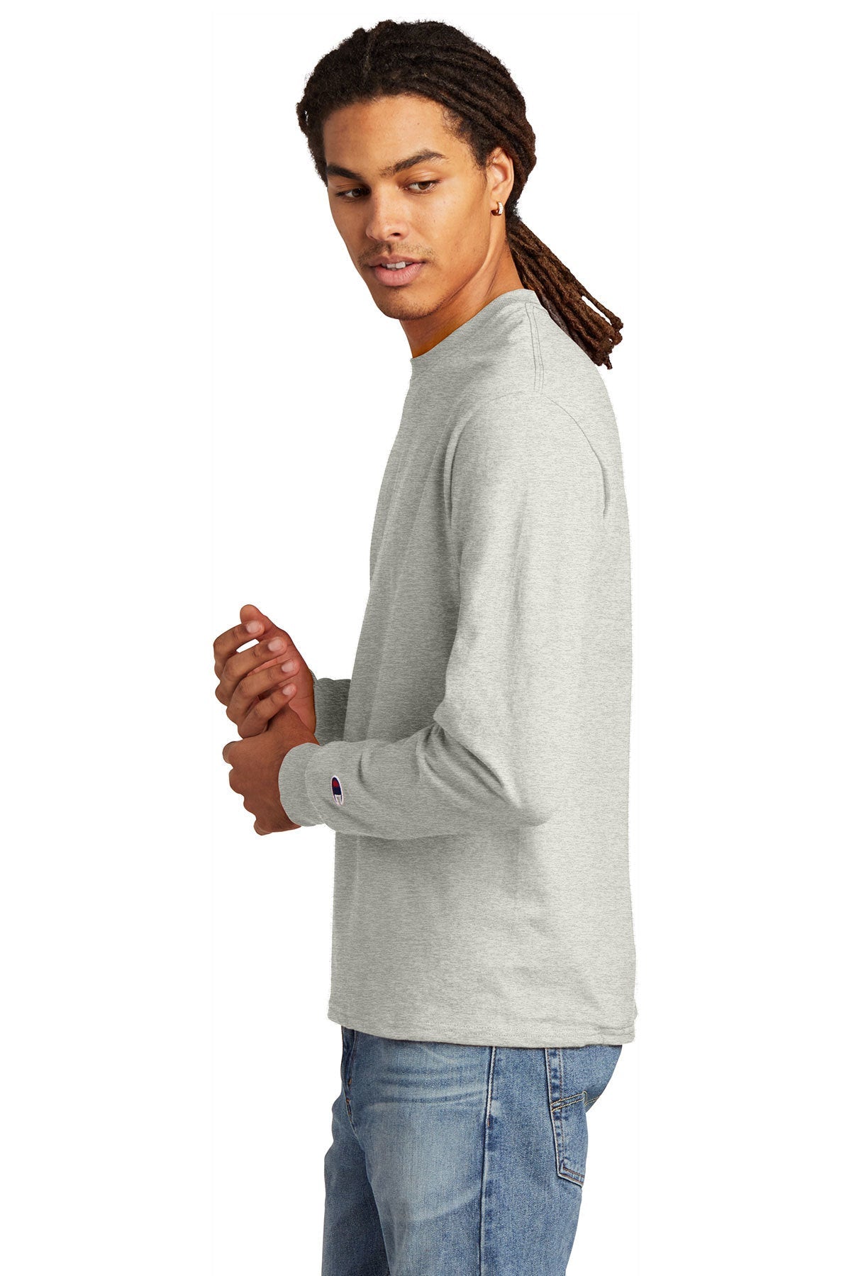 champion heritage jersey long sleeve tee cc8c s oxford grey