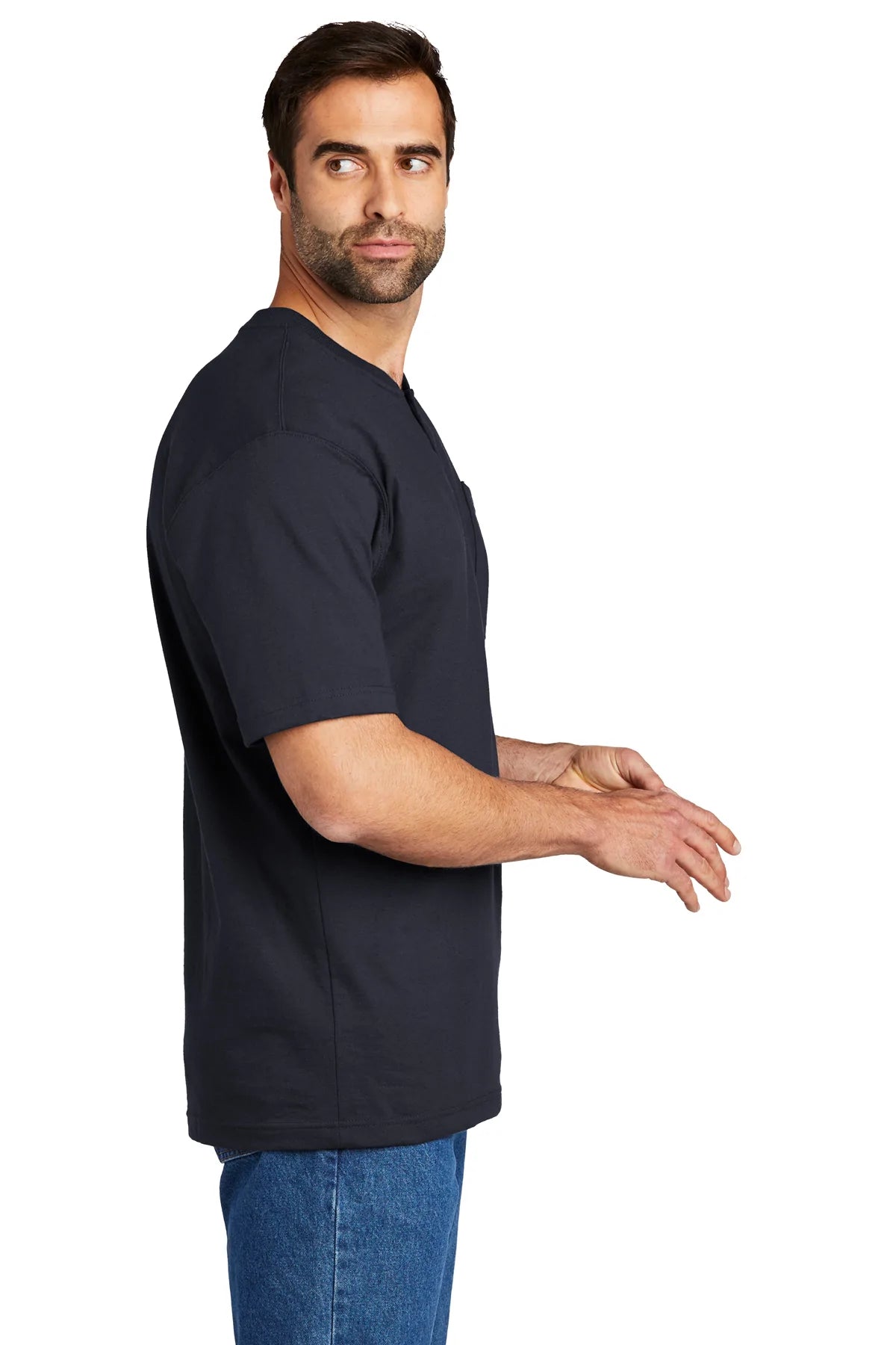 Carhartt Henley Custom T-Shirts, Navy [Executive Construction]
