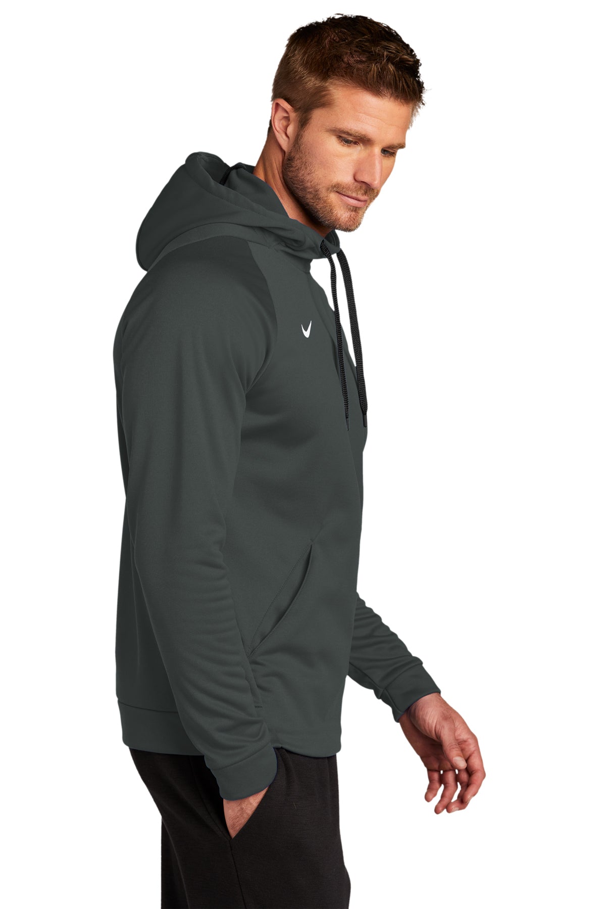Custom Nike Therma-FIT Pullover Fleece Hoodie Team Anthracite