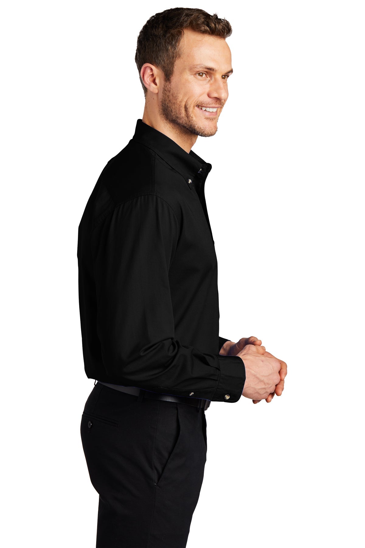 port authority_s600t _black_company_logo_button downs