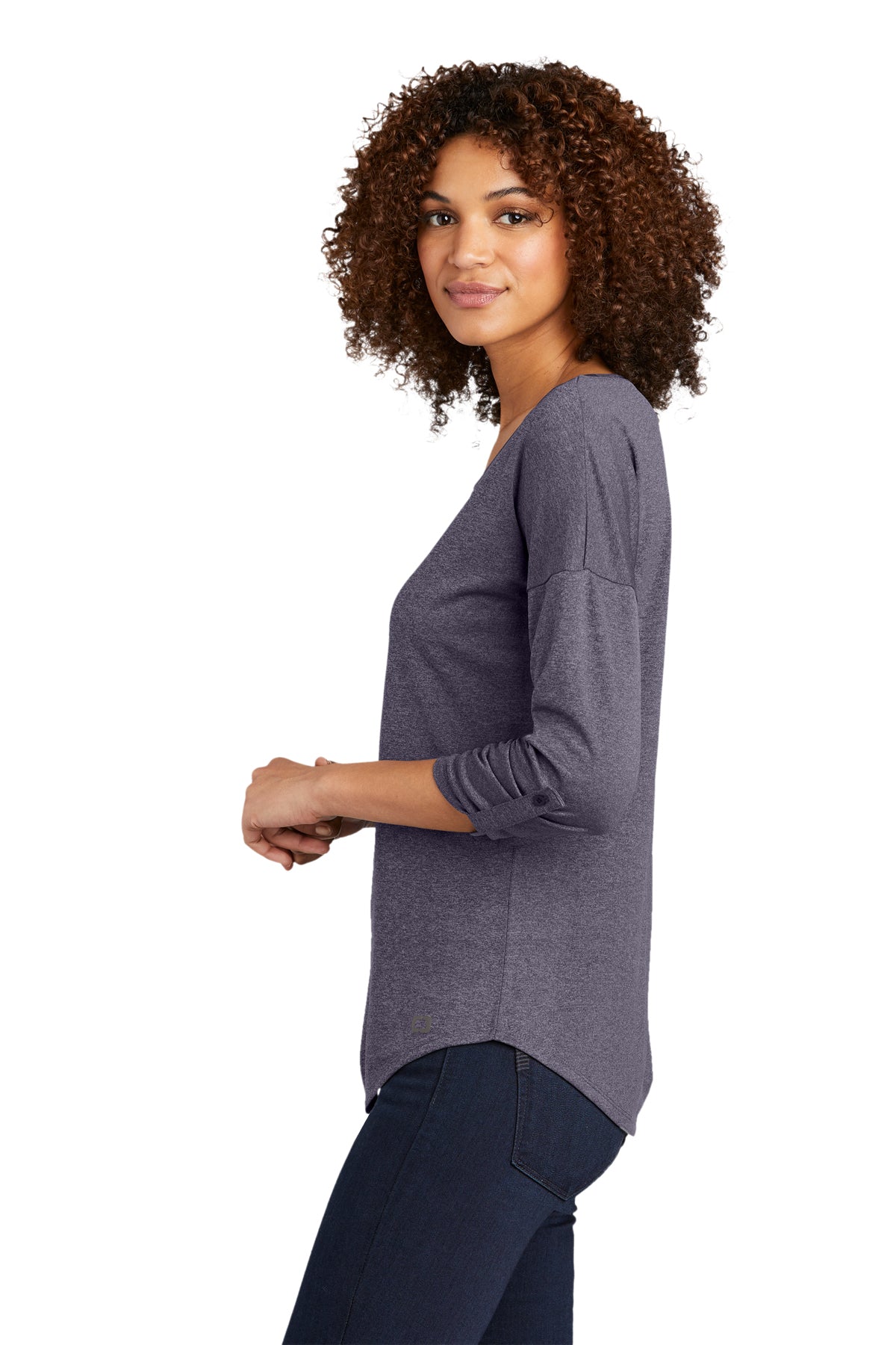 OGIO Ladies Gravitate Custom Scoop Neck T-Shirts, Navy Heather