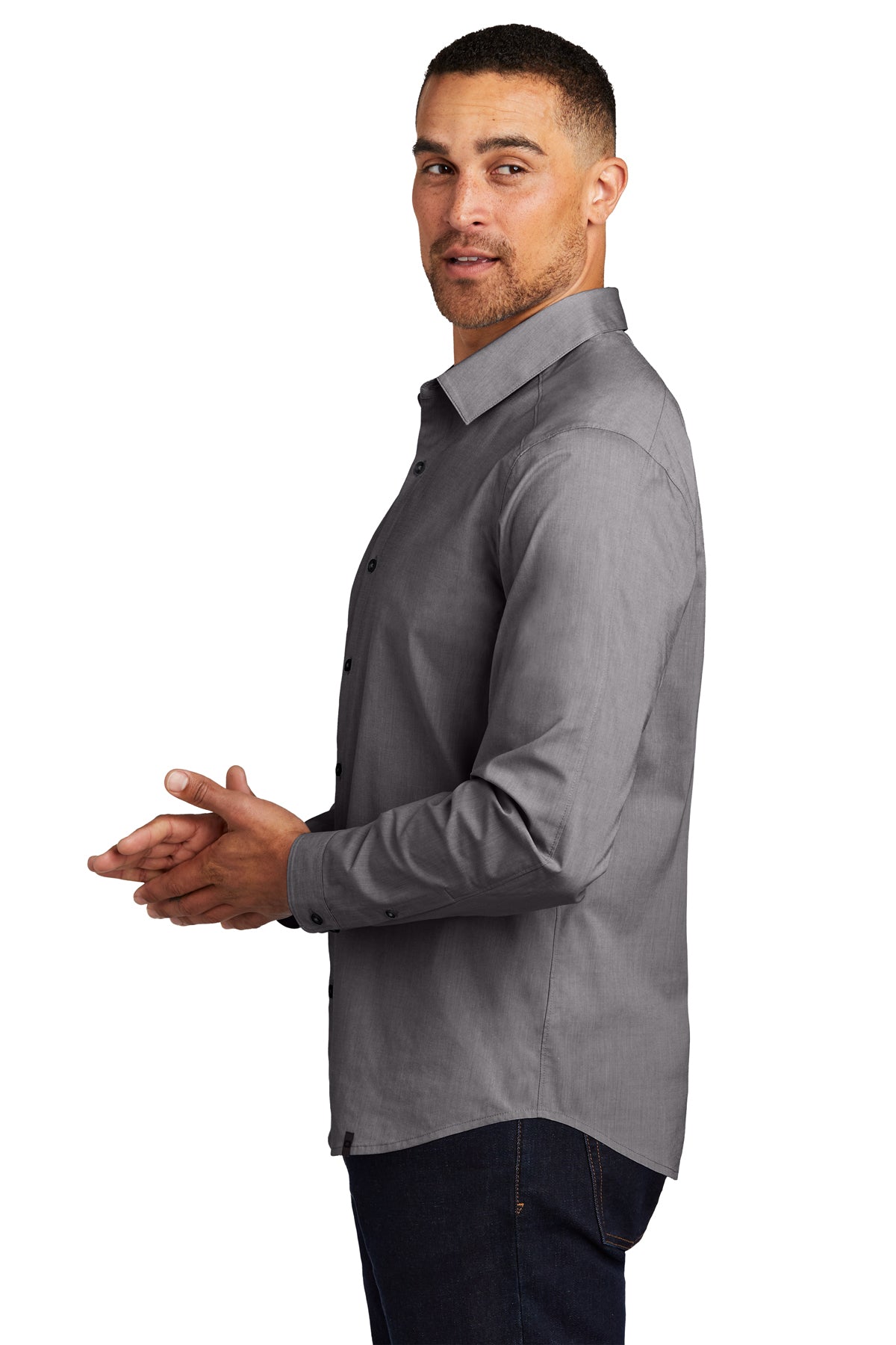 OGIO Commuter Branded Woven Shirts, Gear Grey Heather