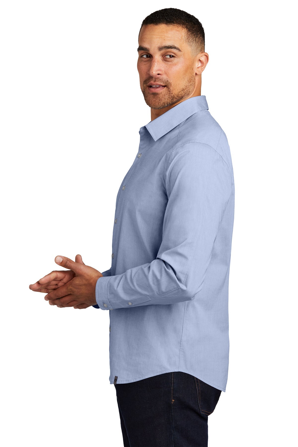 OGIO Commuter Branded Woven Shirts, Metal Blue Hth
