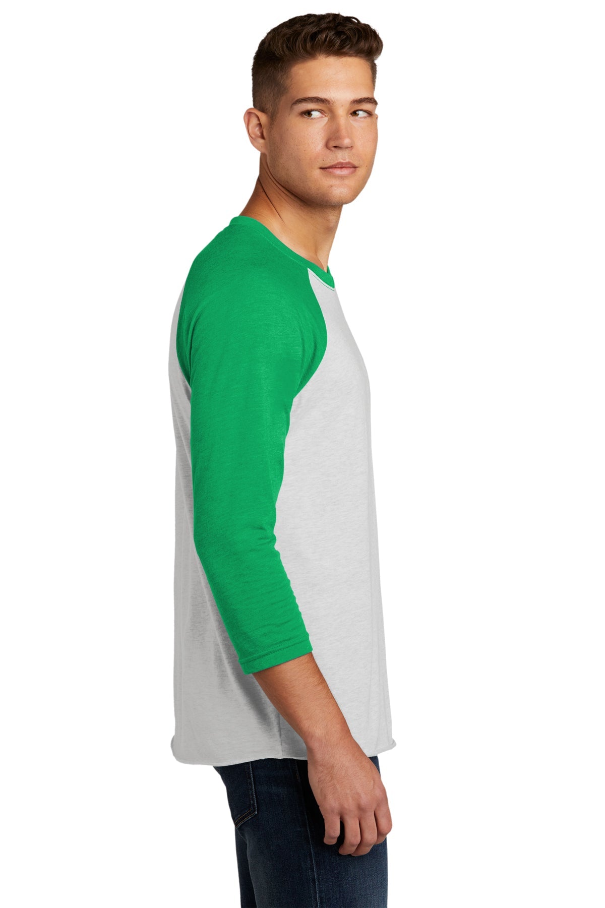 Next Level Unisex Triblend 3/4 Sleeve Raglan NL6051 ENVY/ HTHR WHT