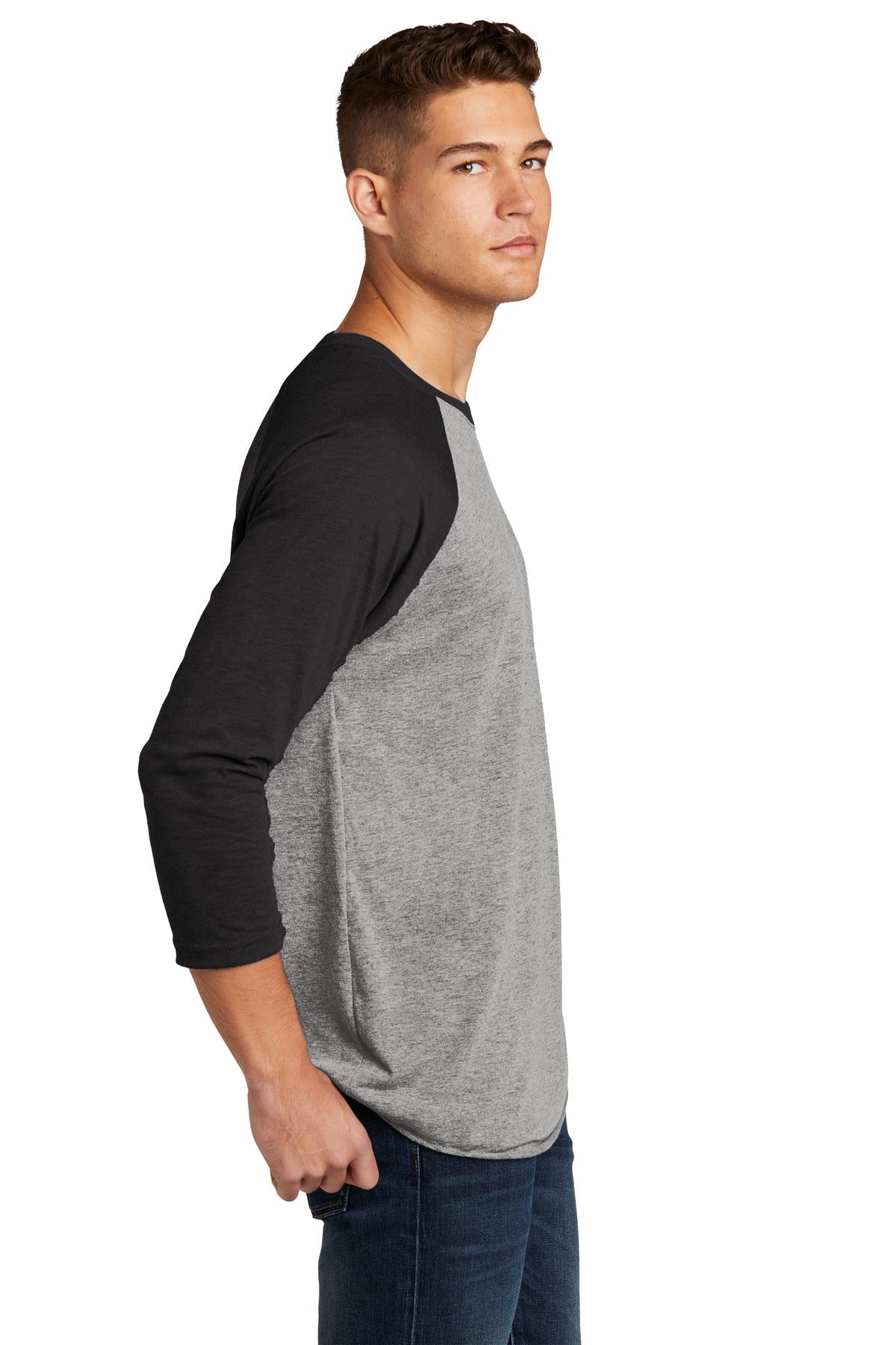 Next Level Unisex Triblend 3/4 Sleeve Raglan NL6051 VIN BLK/ PR HTHR