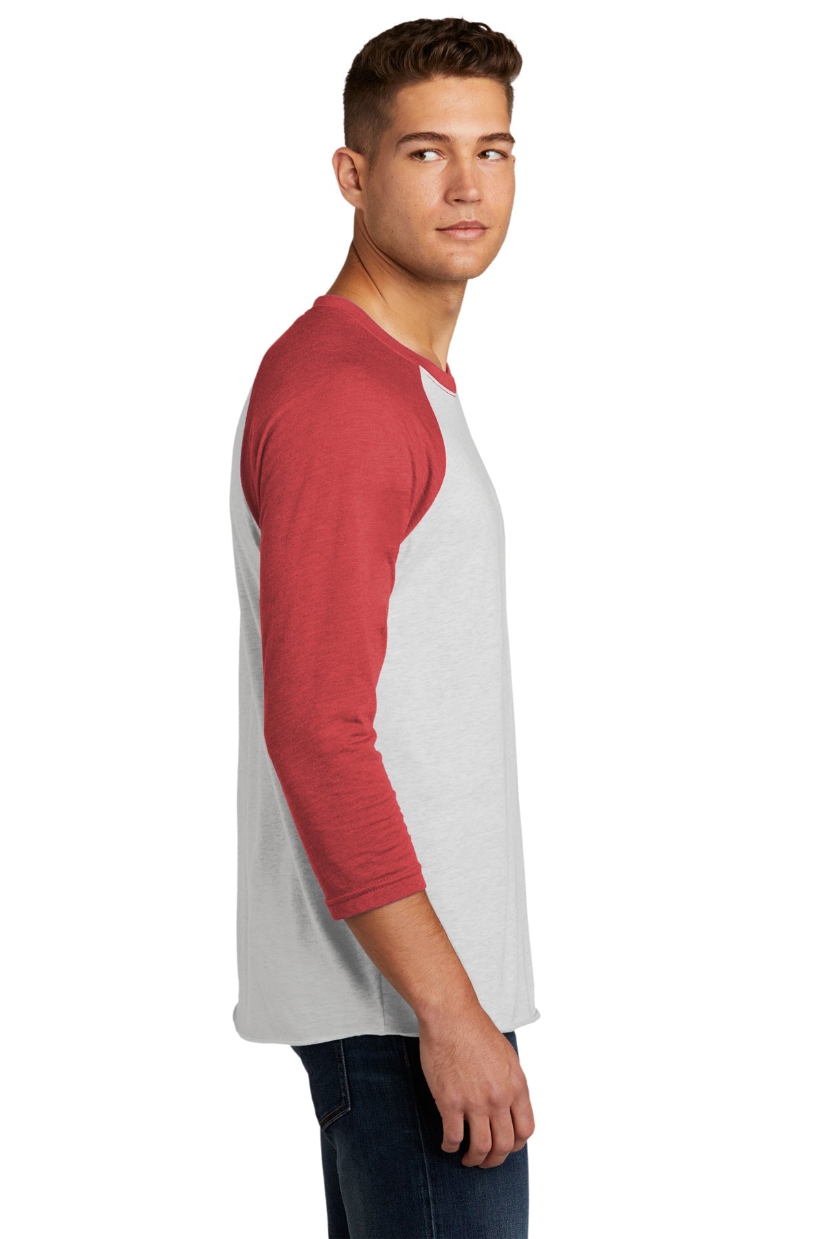 Next Level Unisex Triblend 3/4 Sleeve Raglan NL6051 VIN RD/ HTHR WHT