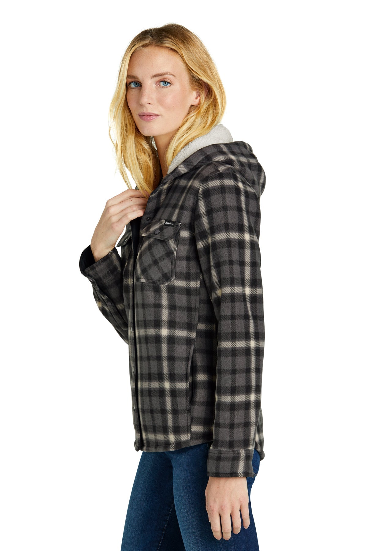Eddie Bauer Ladies Woodland Branded Shirt Jackets, Grey Steel Bone [Dunbar]