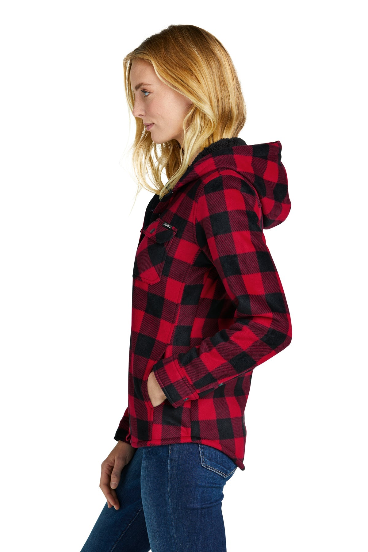 Eddie Bauer Ladies Woodland Branded Shirt Jackets, Radish Black