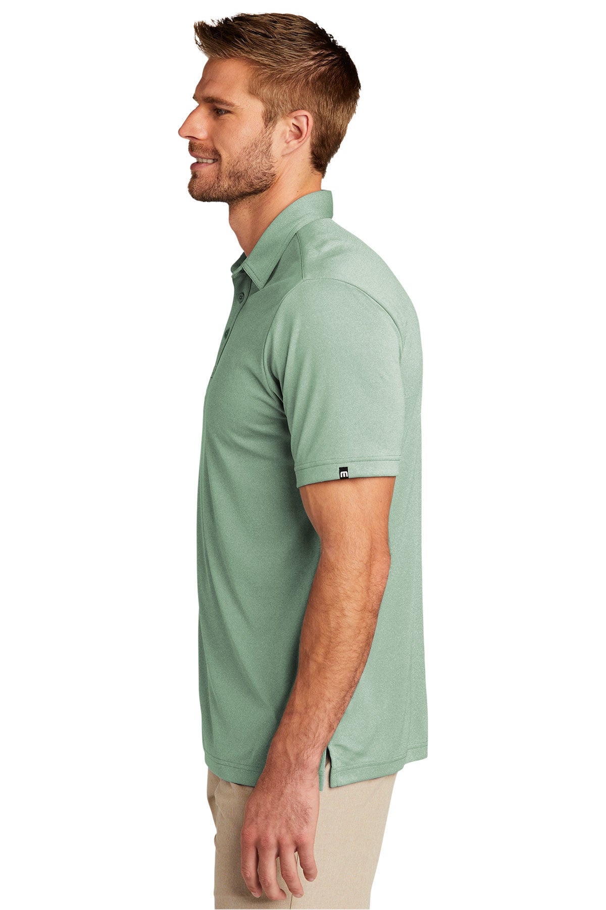 TravisMathew Coto Performance Polo Beryl Green Heather [Gershman Mortgage]
