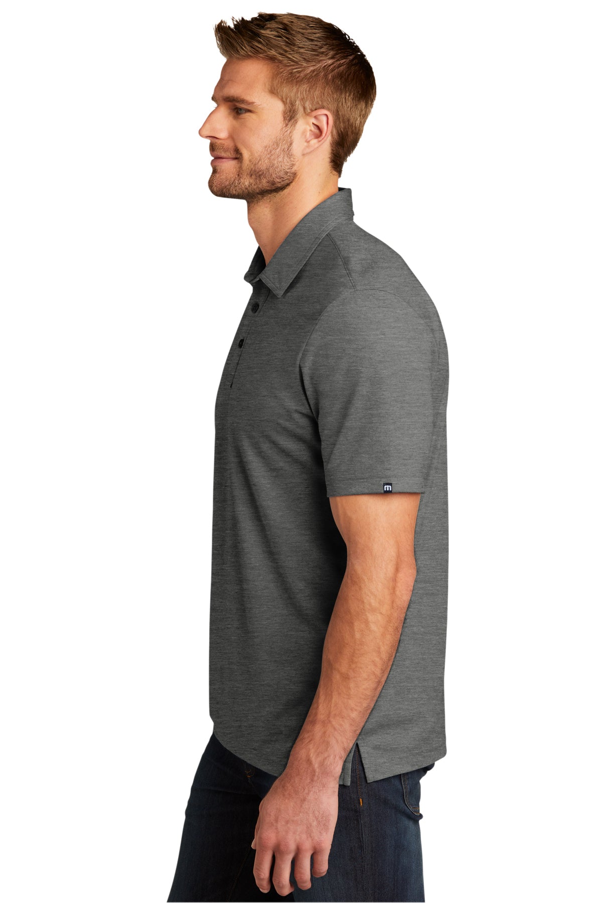 TravisMathew Oceanside Heather Polo Quiet Shade Grey Heather