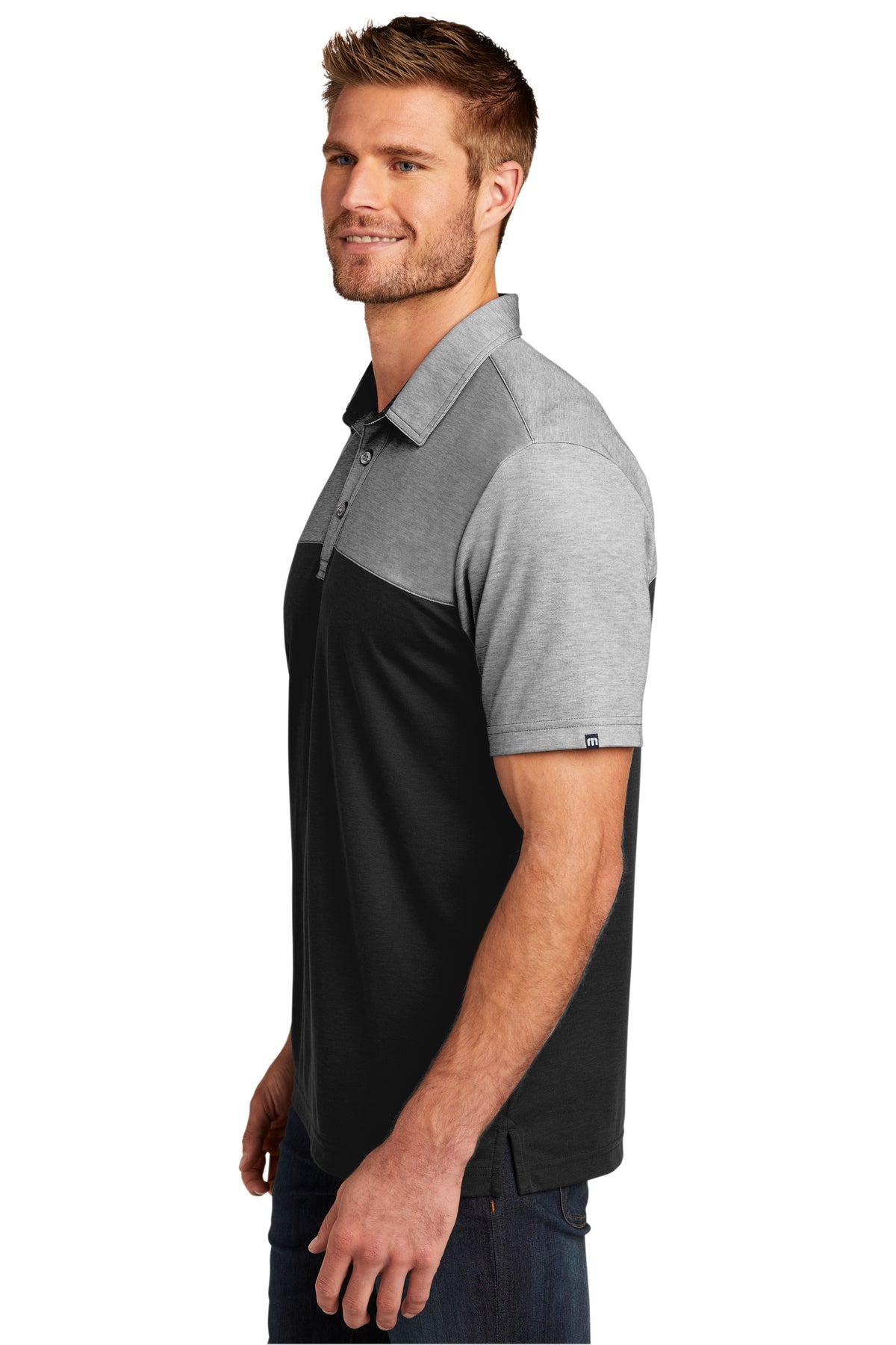 TravisMathew Oceanside Blocked Polo Black Heather Black