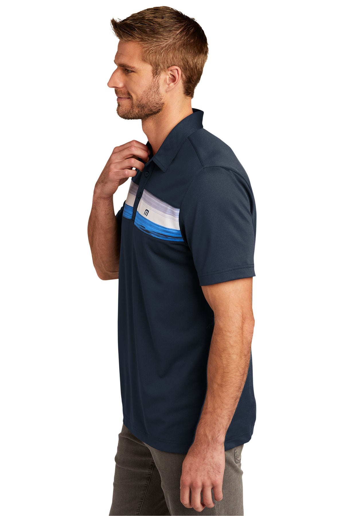 TravisMathew Cabana Chest Stripe Polo Blue Nights