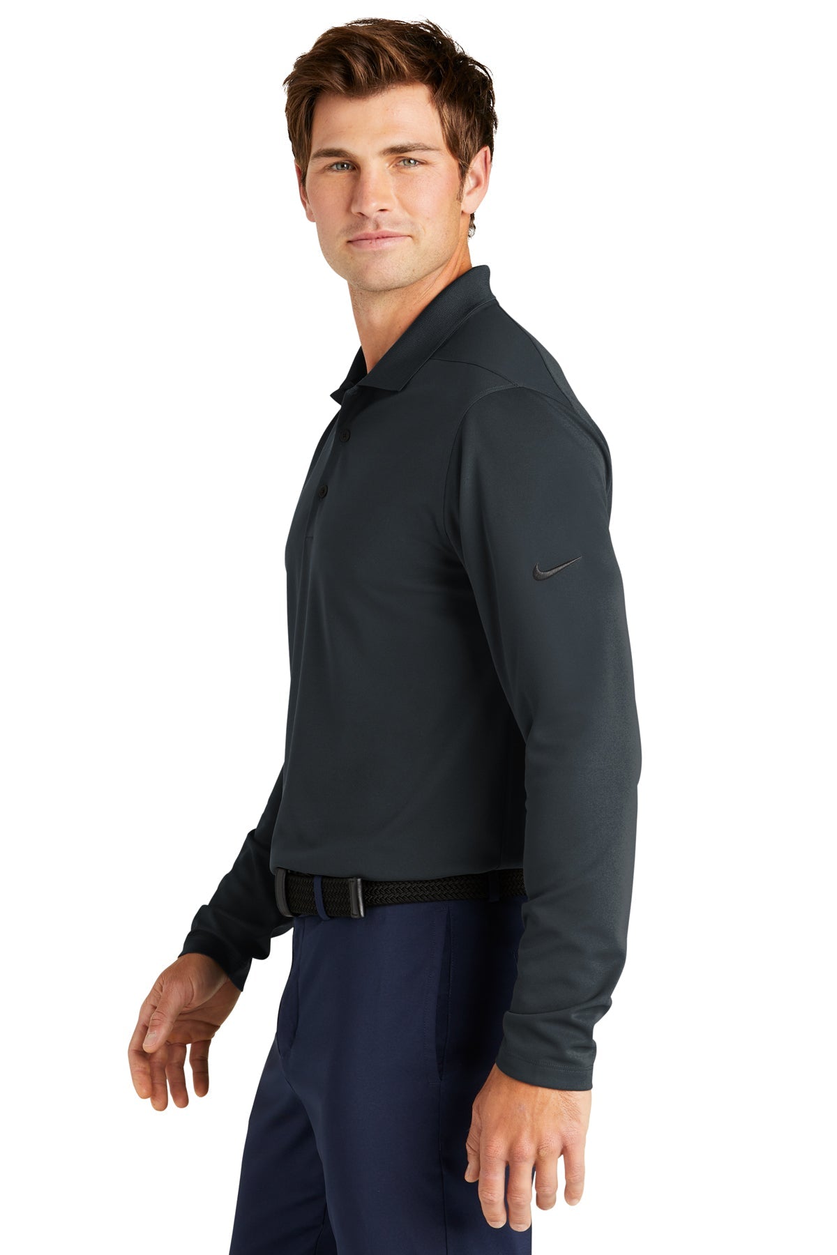 Nike Dri-FIT Micro Pique Long Sleeve Custom Polos, Anthracite [Skurka Aerospace, Inc.]