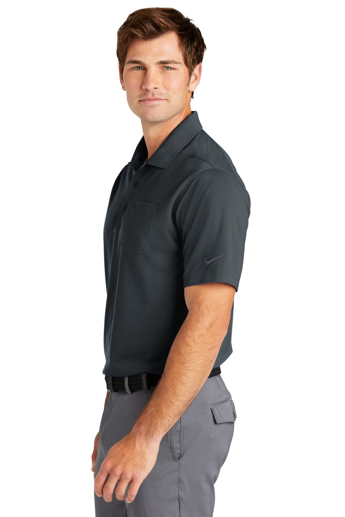 Nike Dri-FIT Micro Pique Custom Pocket Polos, Anthracite [AL Adams Construction]