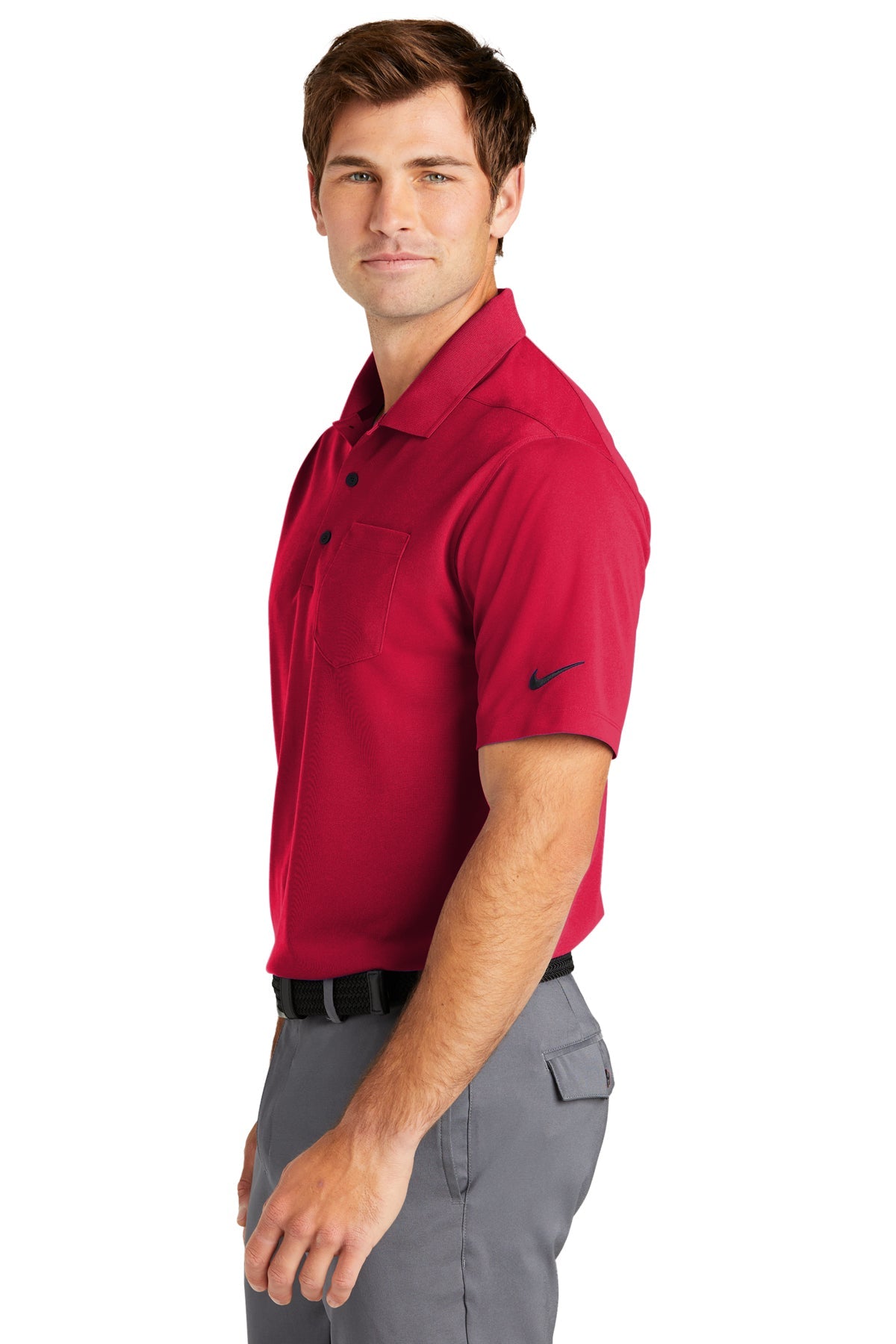 Nike Dri-FIT Micro Pique Custom Pocket Polos, University Red [St Louis Music]