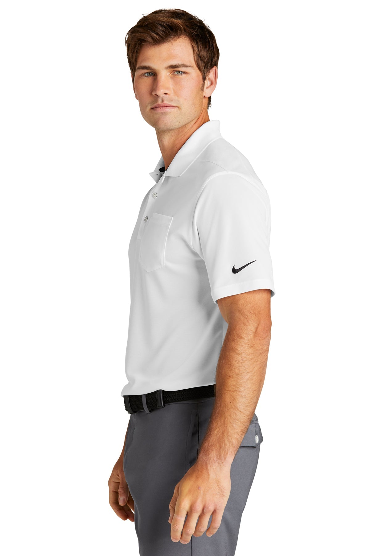 Nike Dri-FIT Micro Pique Custom Pocket Polos, White [Adam Equipment]