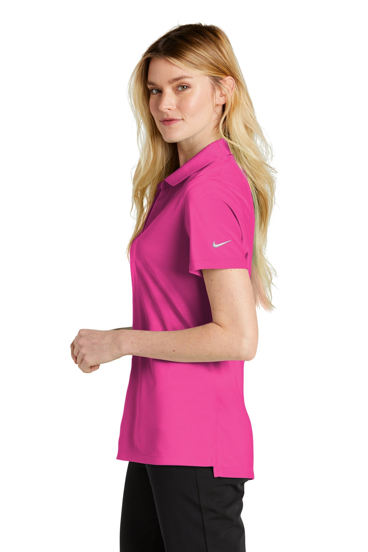 Nike Ladies Dri-FIT Micro Pique Customized Polos, Vivid Pink