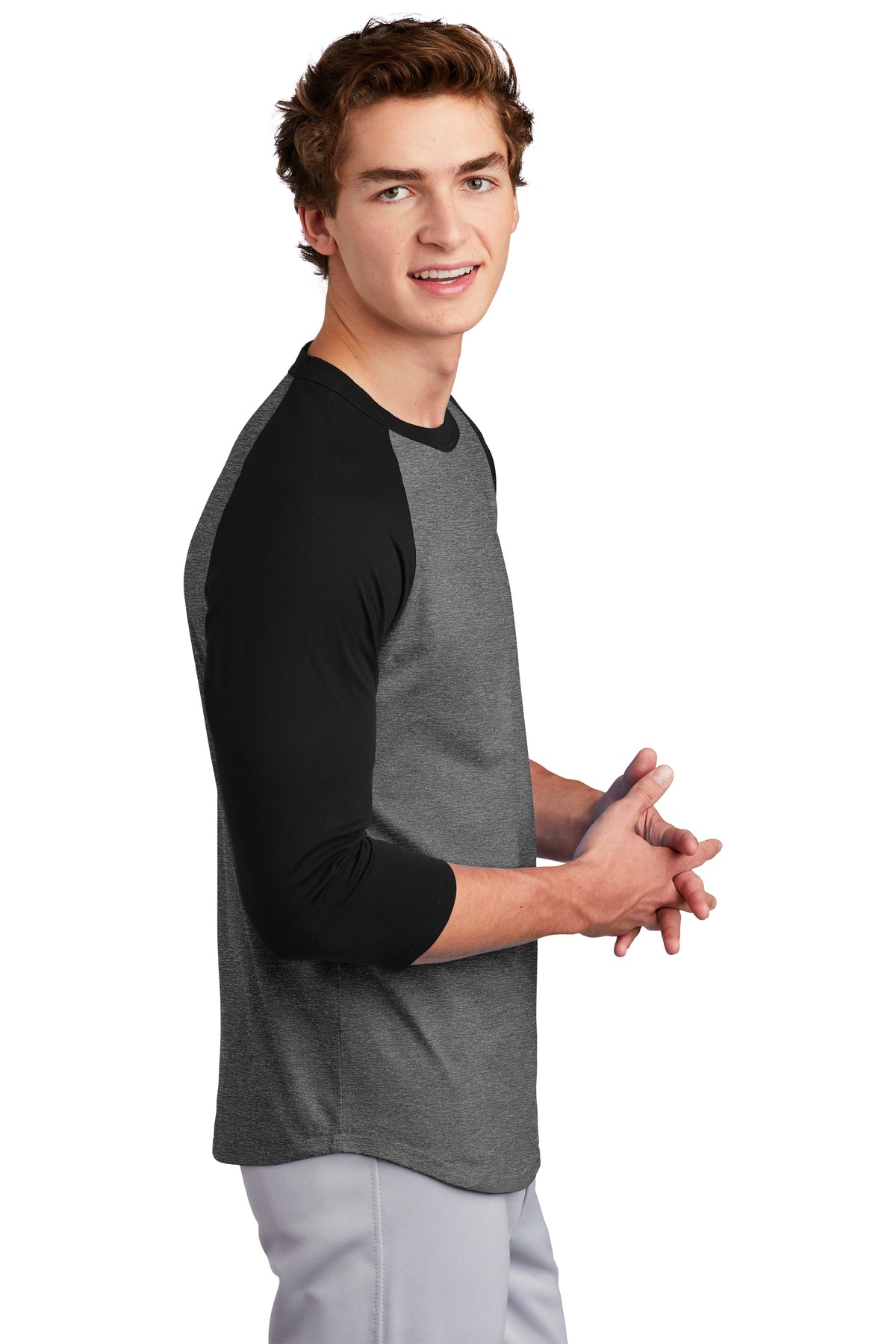 Sport-Tek Customized Colorblock Raglan Jerseys, Dark Heather Grey/ Black