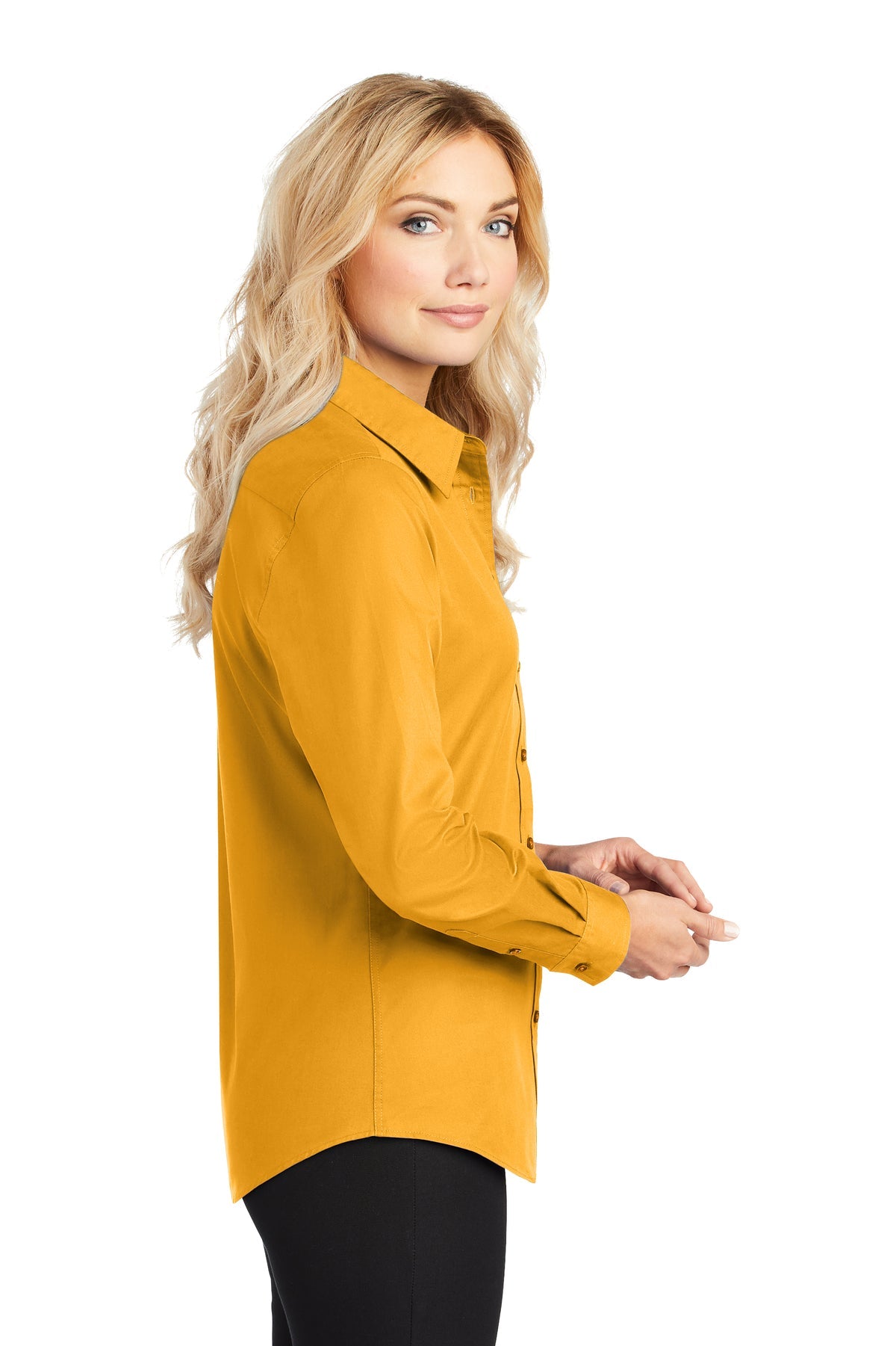 port authority_l608 _athletic gold/light stone_company_logo_button downs