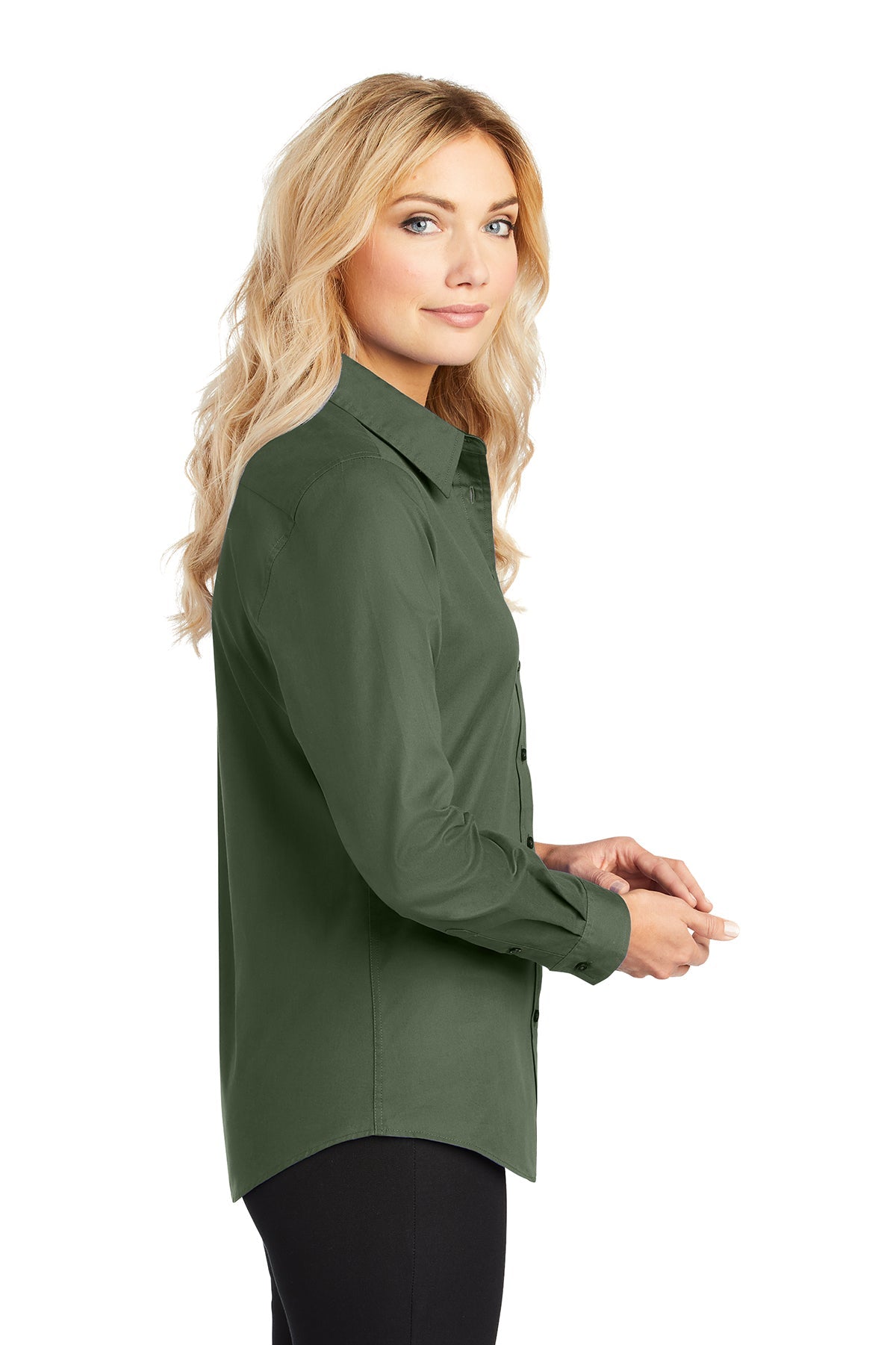 port authority_l608 _clover green_company_logo_button downs