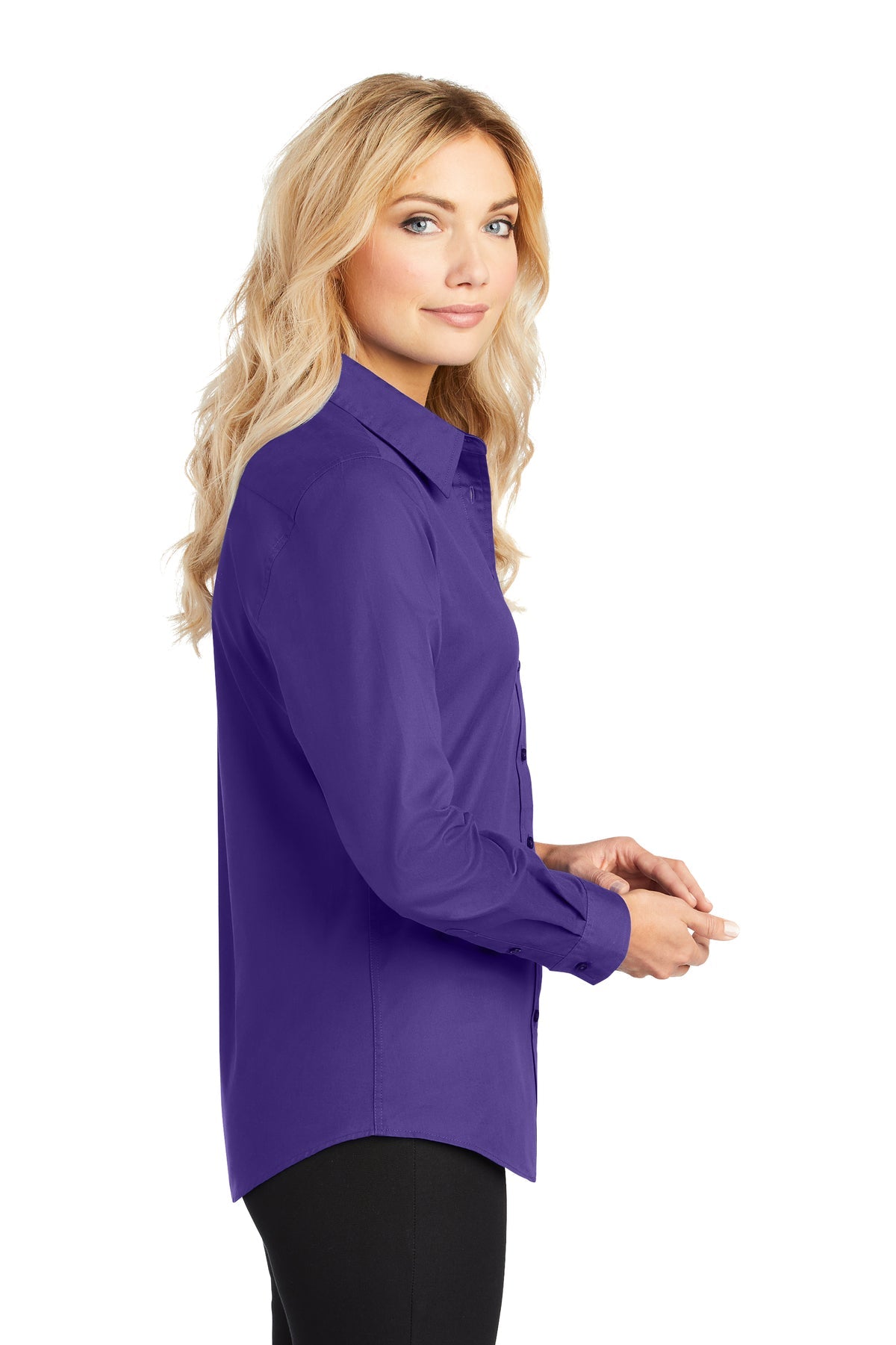 port authority_l608 _purple/light stone_company_logo_button downs