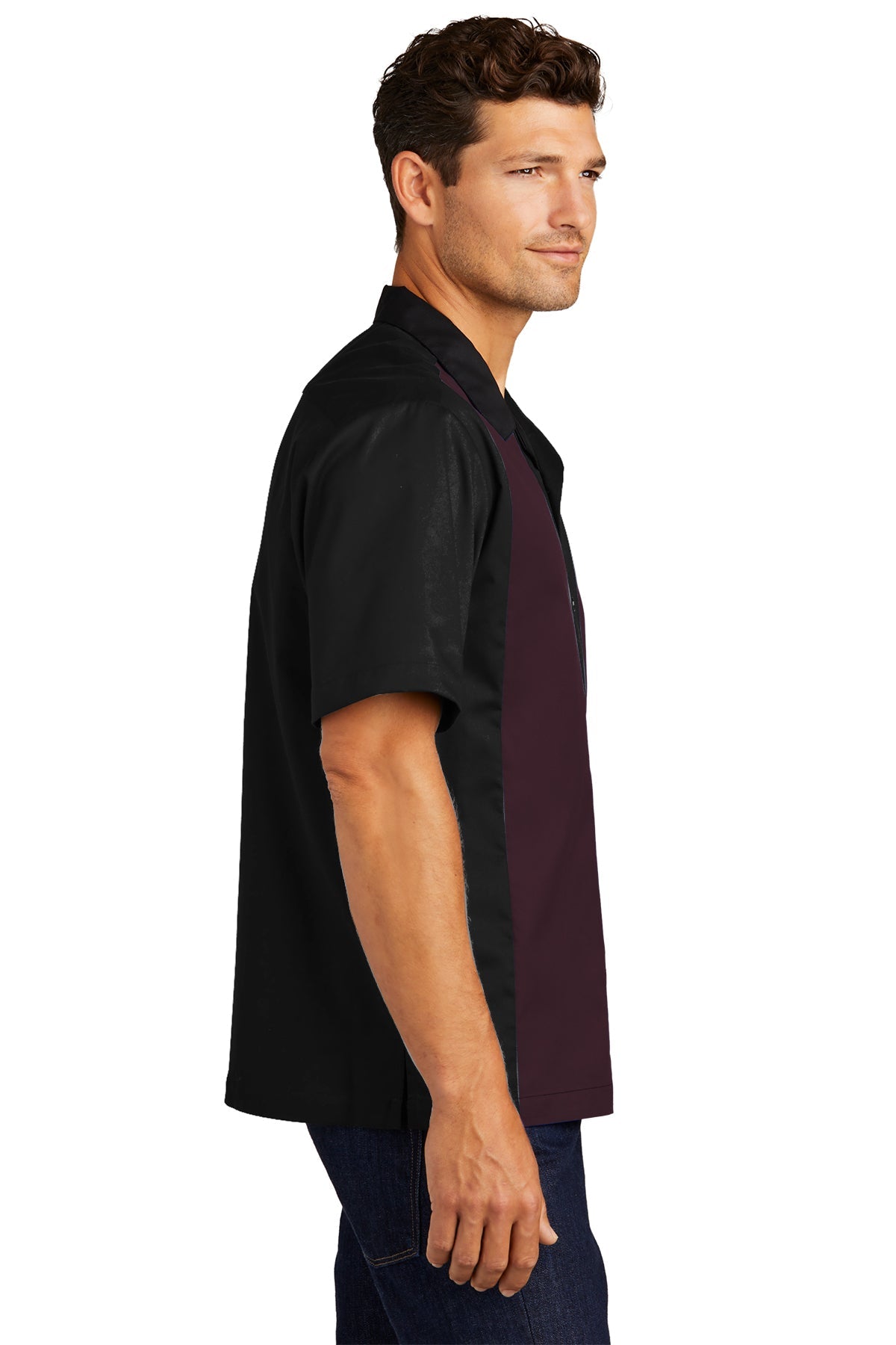 port authority_s300 _black/burgundy_company_logo_button downs