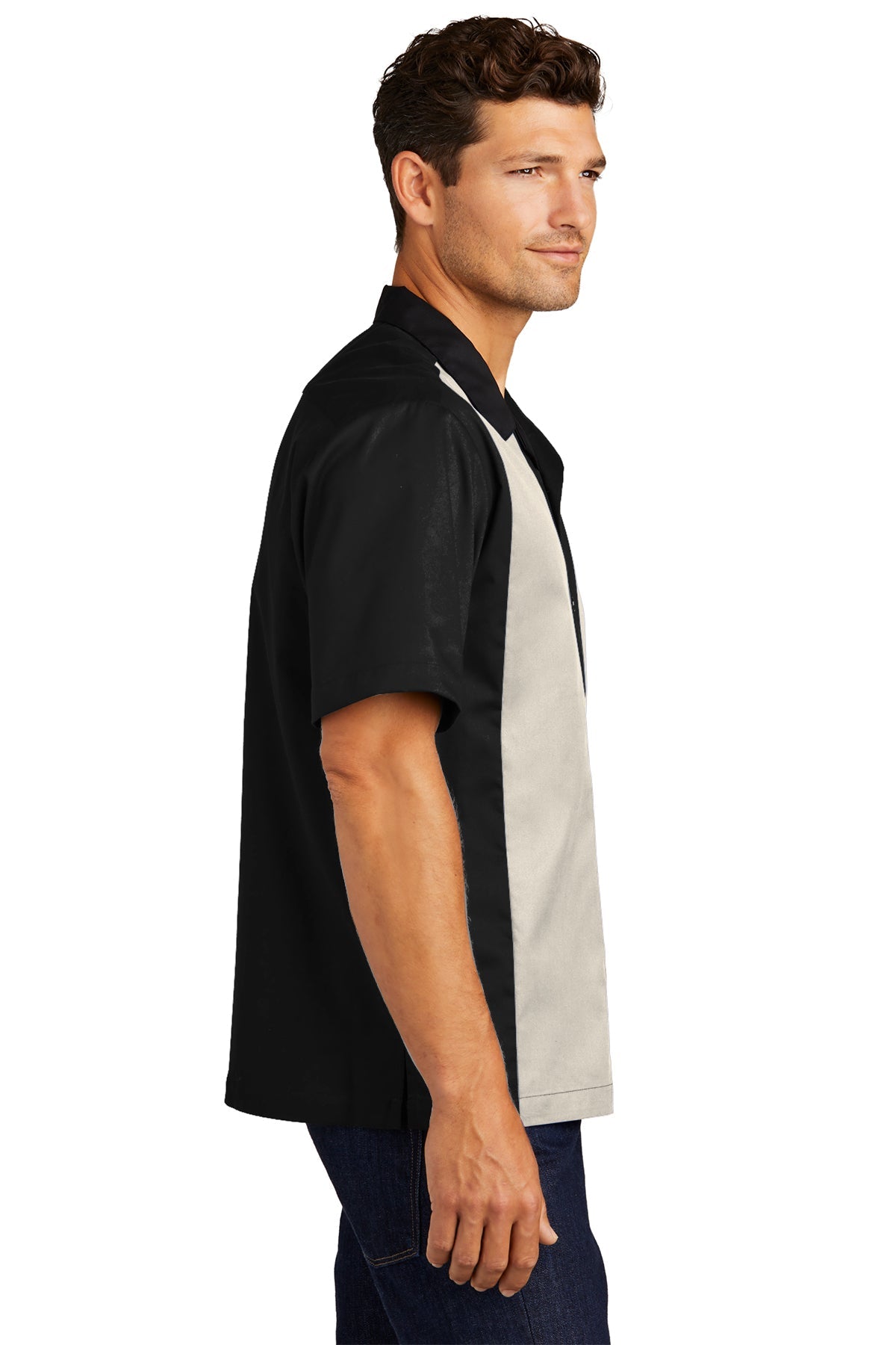port authority_s300 _black/light stone_company_logo_button downs