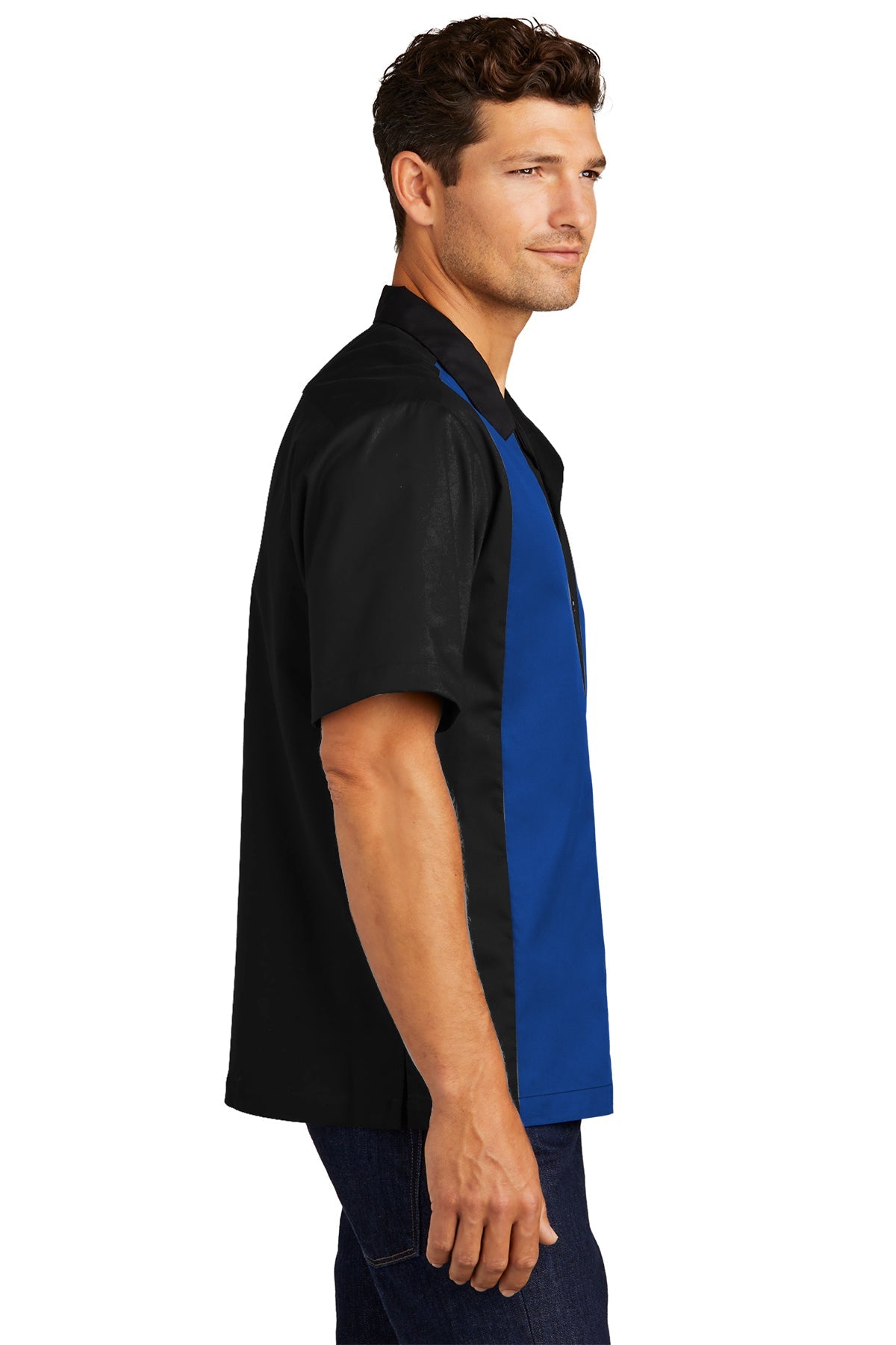port authority_s300 _black/royal_company_logo_button downs
