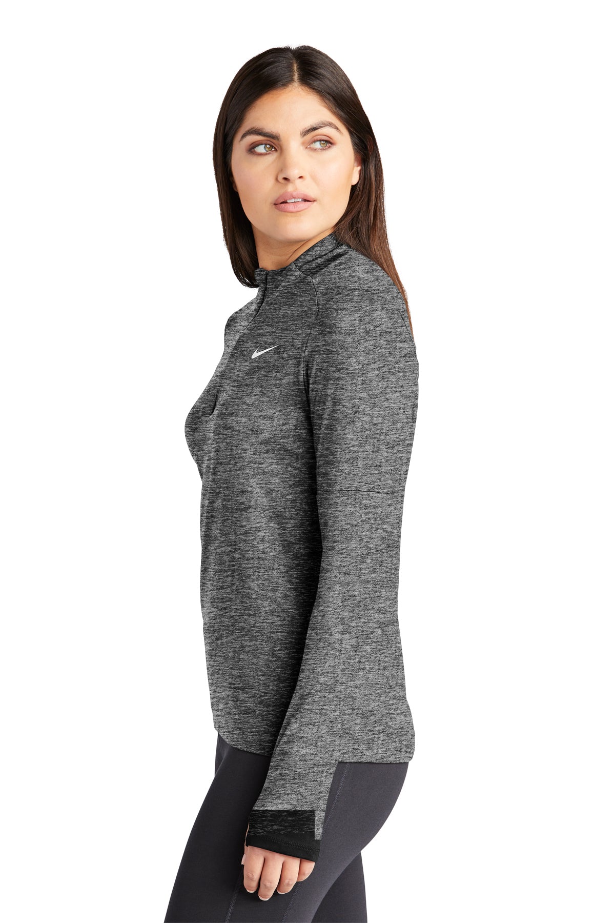 Nike Ladies Dri-FIT Element Custom Quarter Zips, Top Black Heather