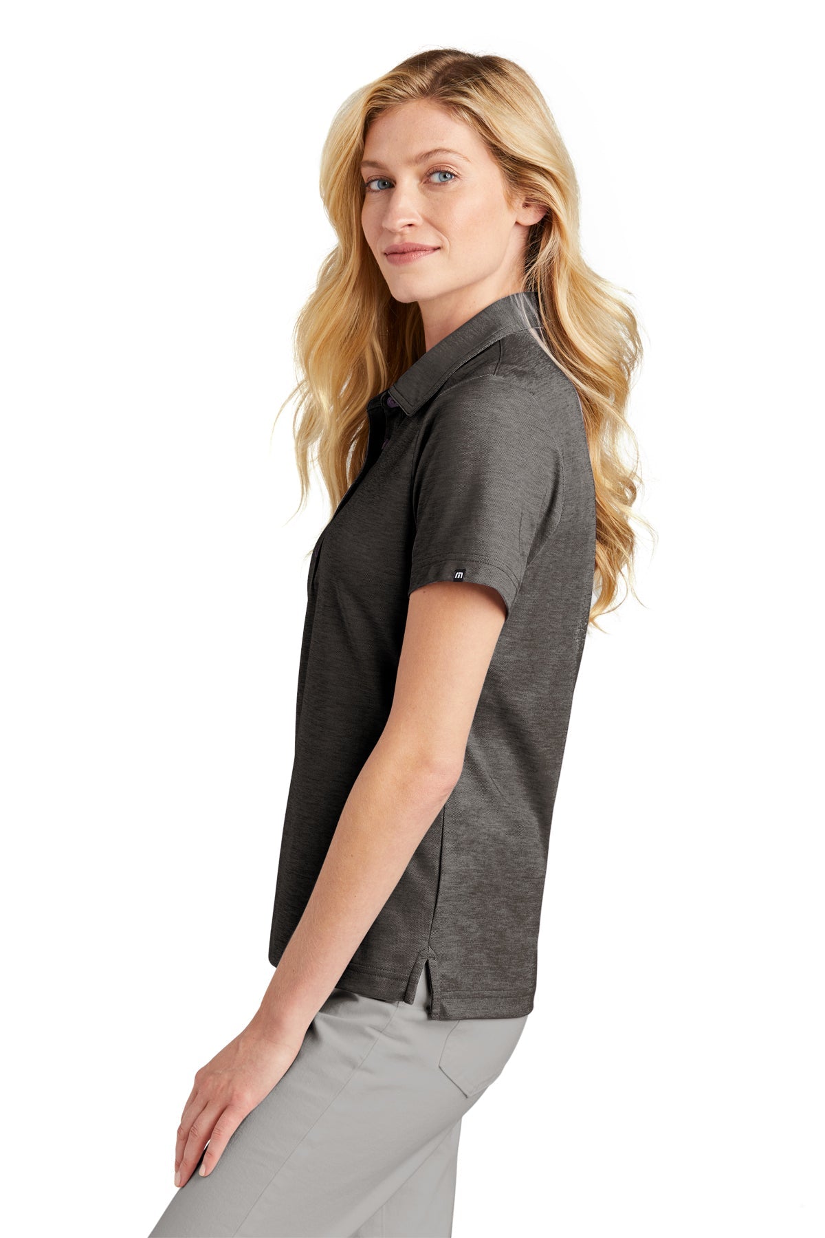 TravisMathew Ladies Oceanside Heather Polo Black Heather