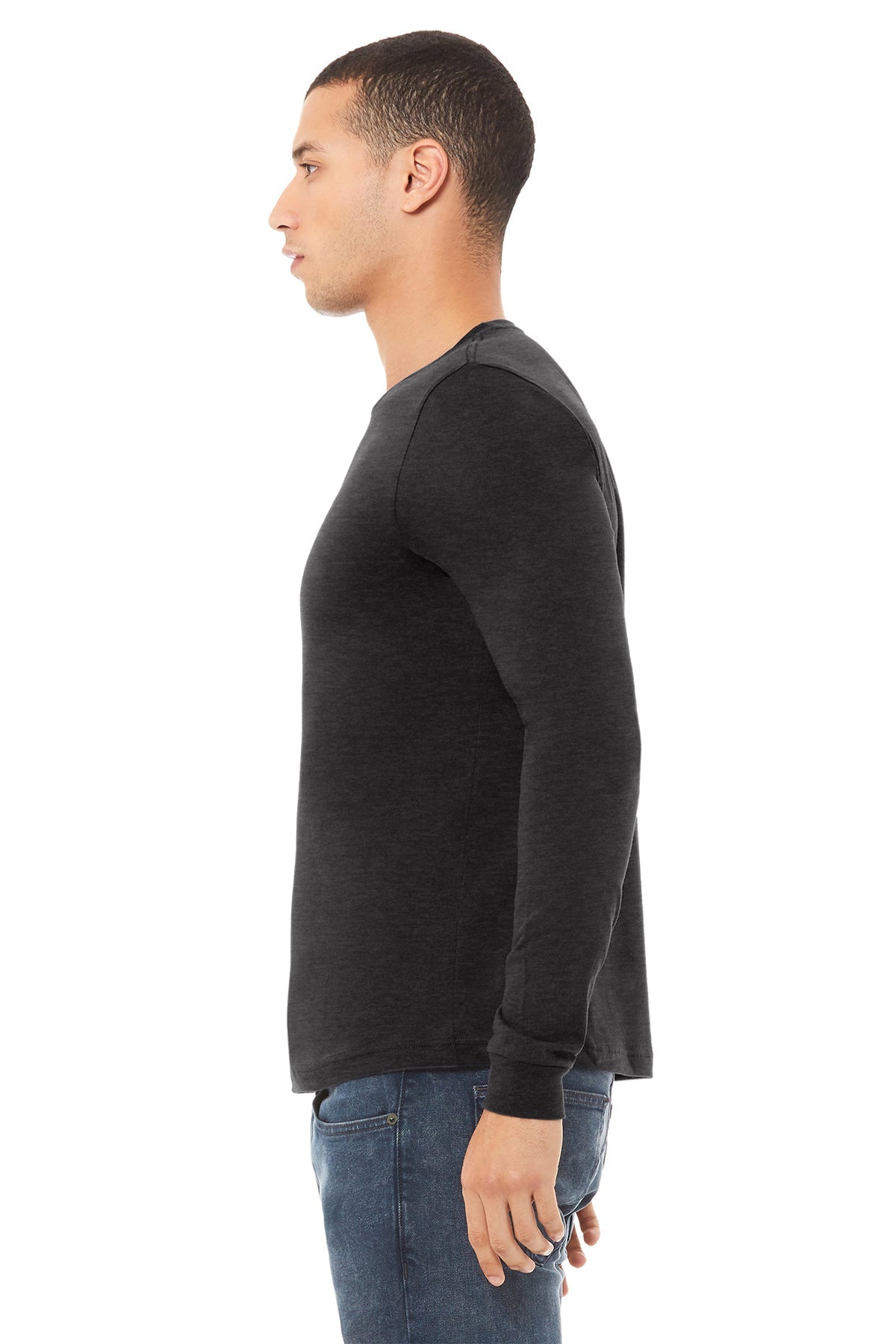 Bella Canvas Unisex Heather Long Sleeve T-Shirt, Black