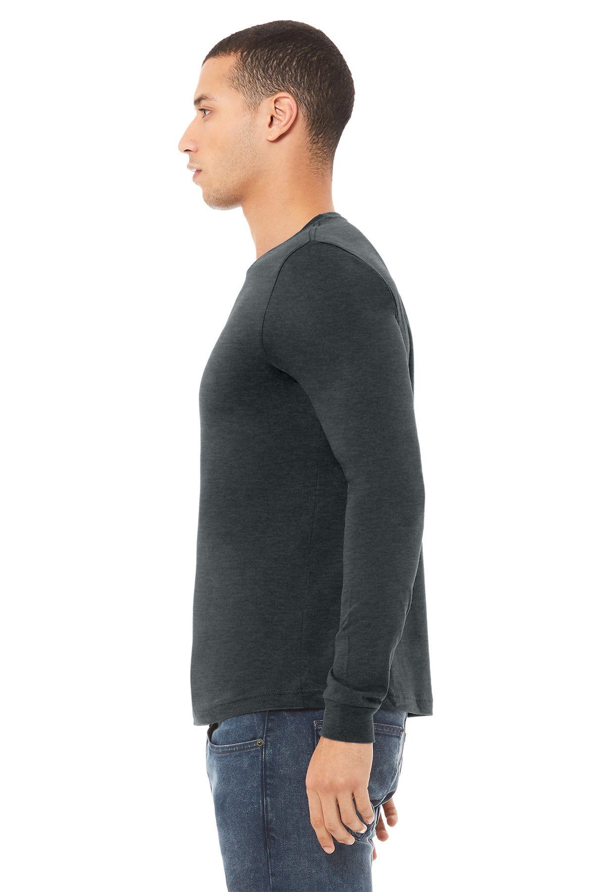 Bella Canvas Unisex Heather Long Sleeve T-Shirt, Dark Grey