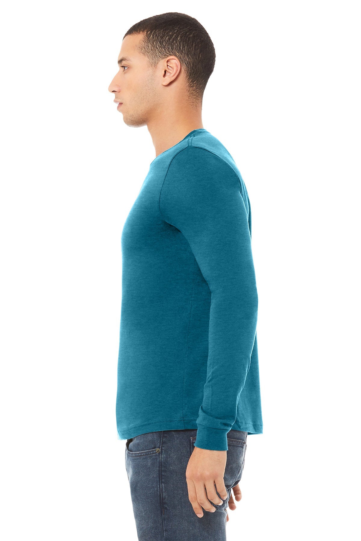 Bella Canvas Unisex Heather Long Sleeve T-Shirt, Heather Deep Teal