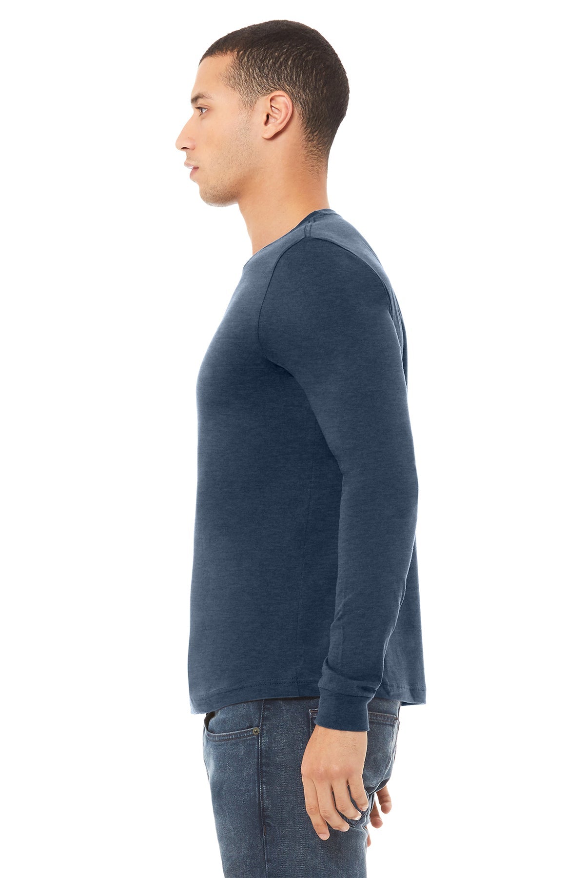 Bella Canvas Unisex Heather Long Sleeve T-Shirt, Navy