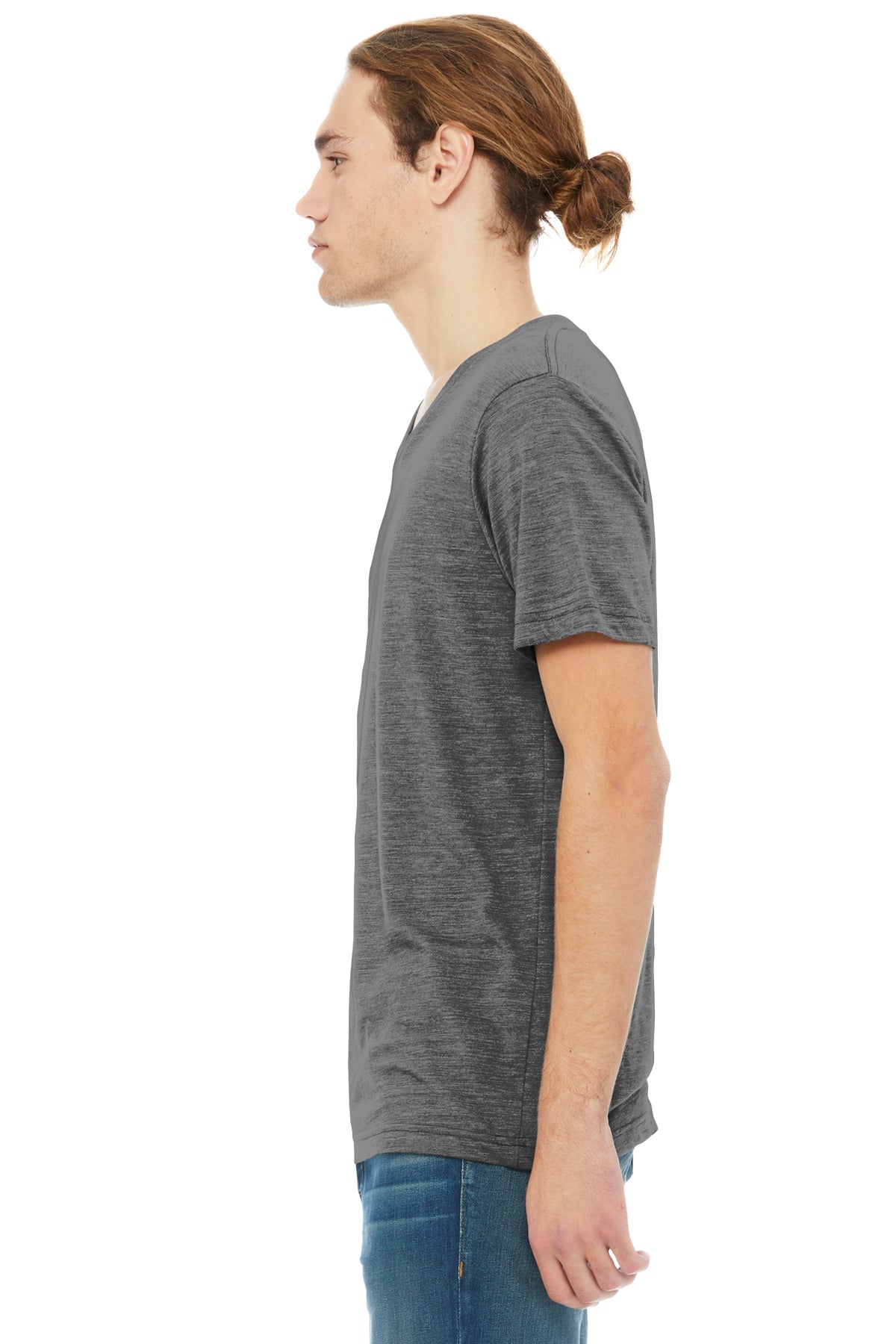 Bella Canvas Unisex Textured Jersey V-Neck, Asphalt Slub