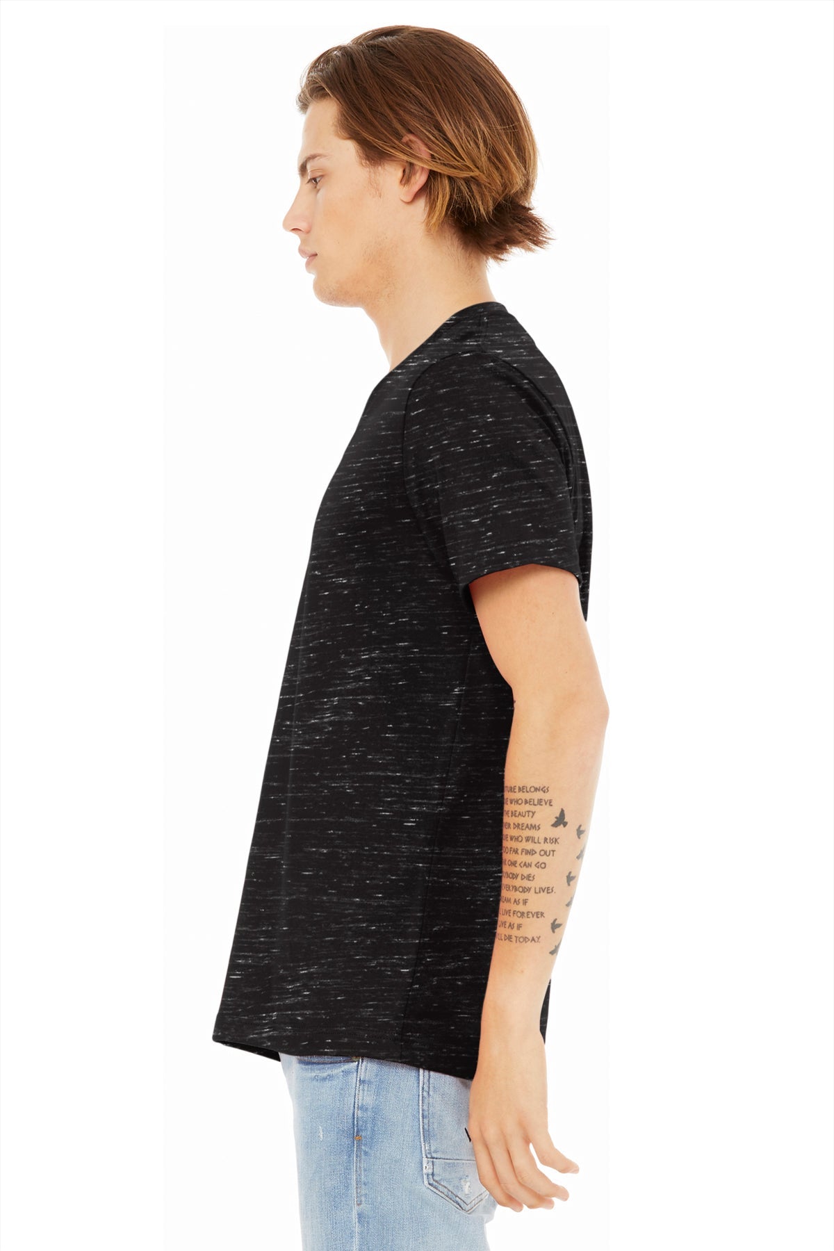 Bella Canvas Unisex Textured Jersey V-Neck, Black Marble