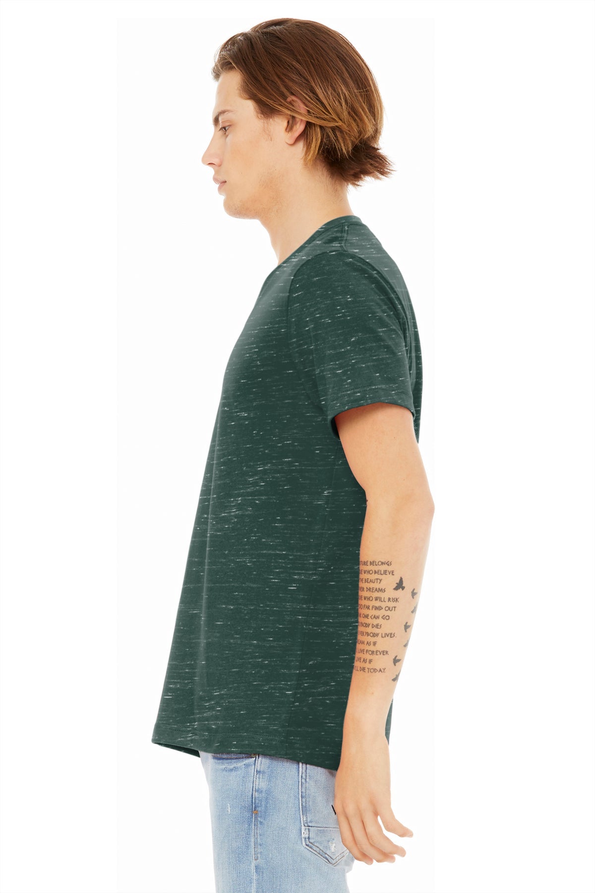 Bella Canvas Unisex Textured Jersey V-Neck, Forest Marble