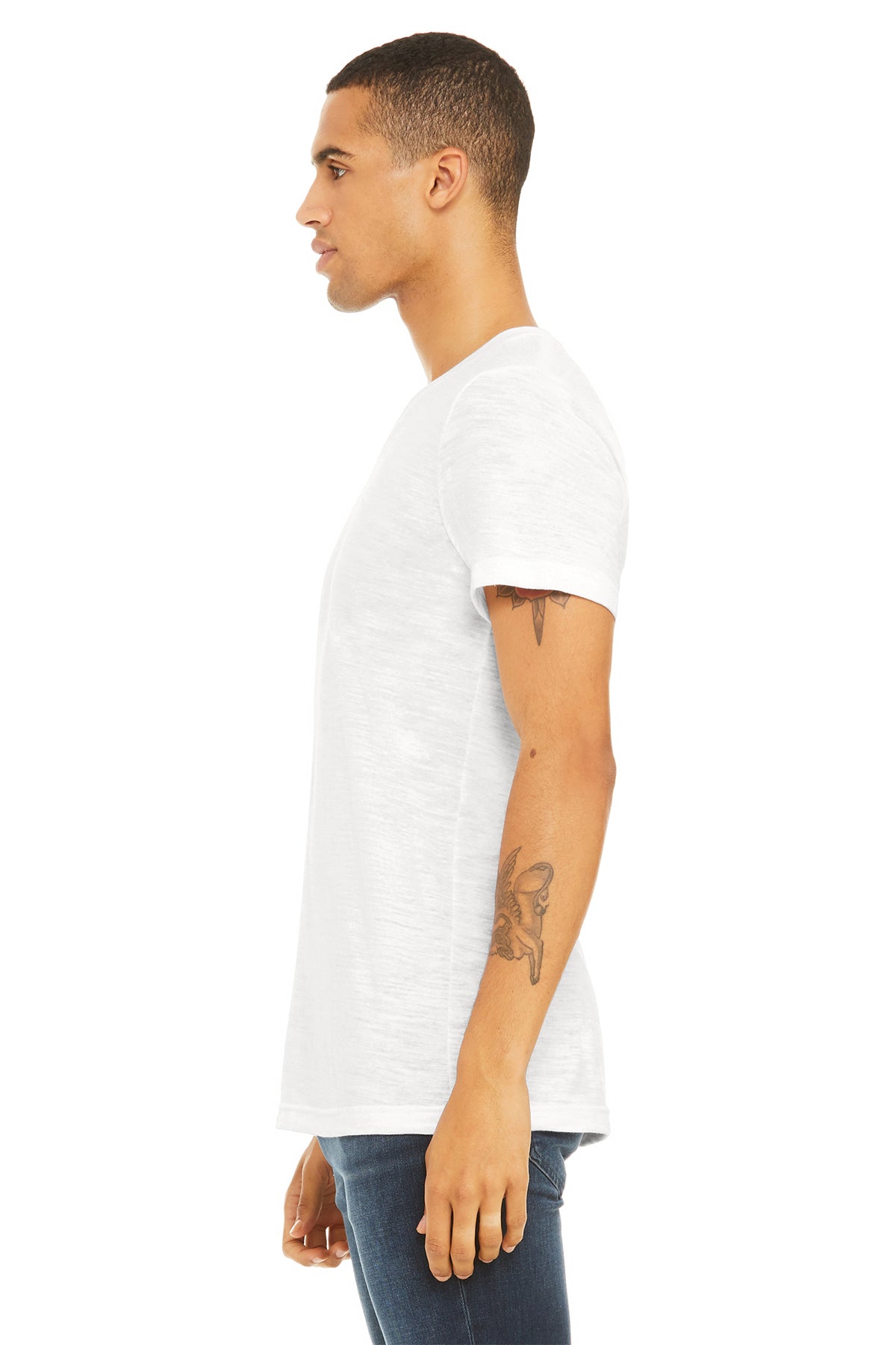 Bella Canvas Unisex Textured Jersey V-Neck, White Slub
