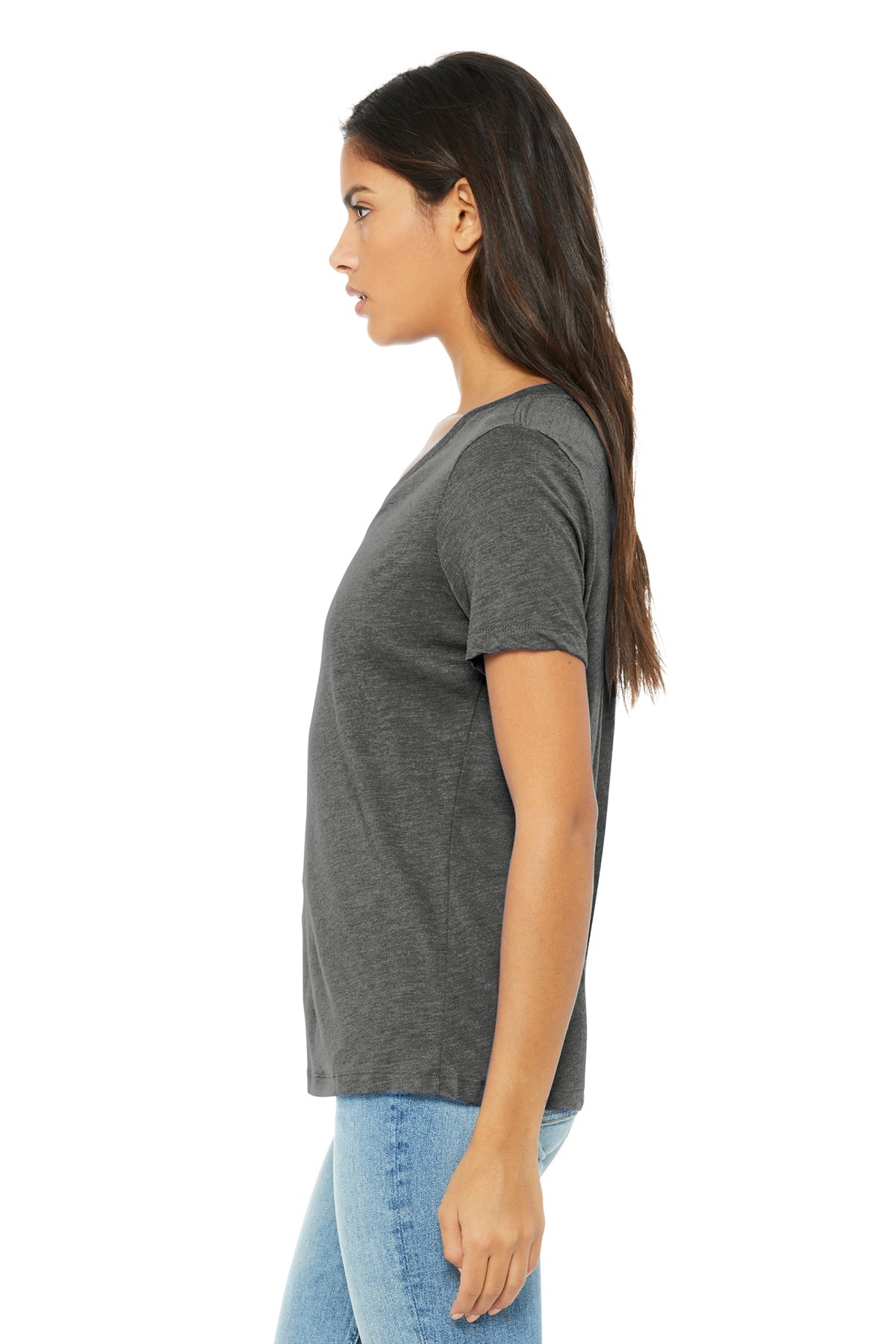 Bella Canvas Womens Relaxed Triblend V-Neck, Grey