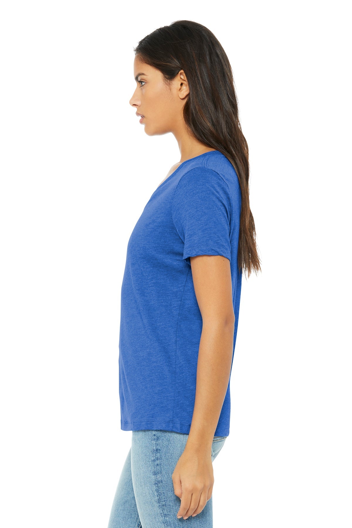 Bella Canvas Womens Relaxed Triblend V-Neck, True Royal
