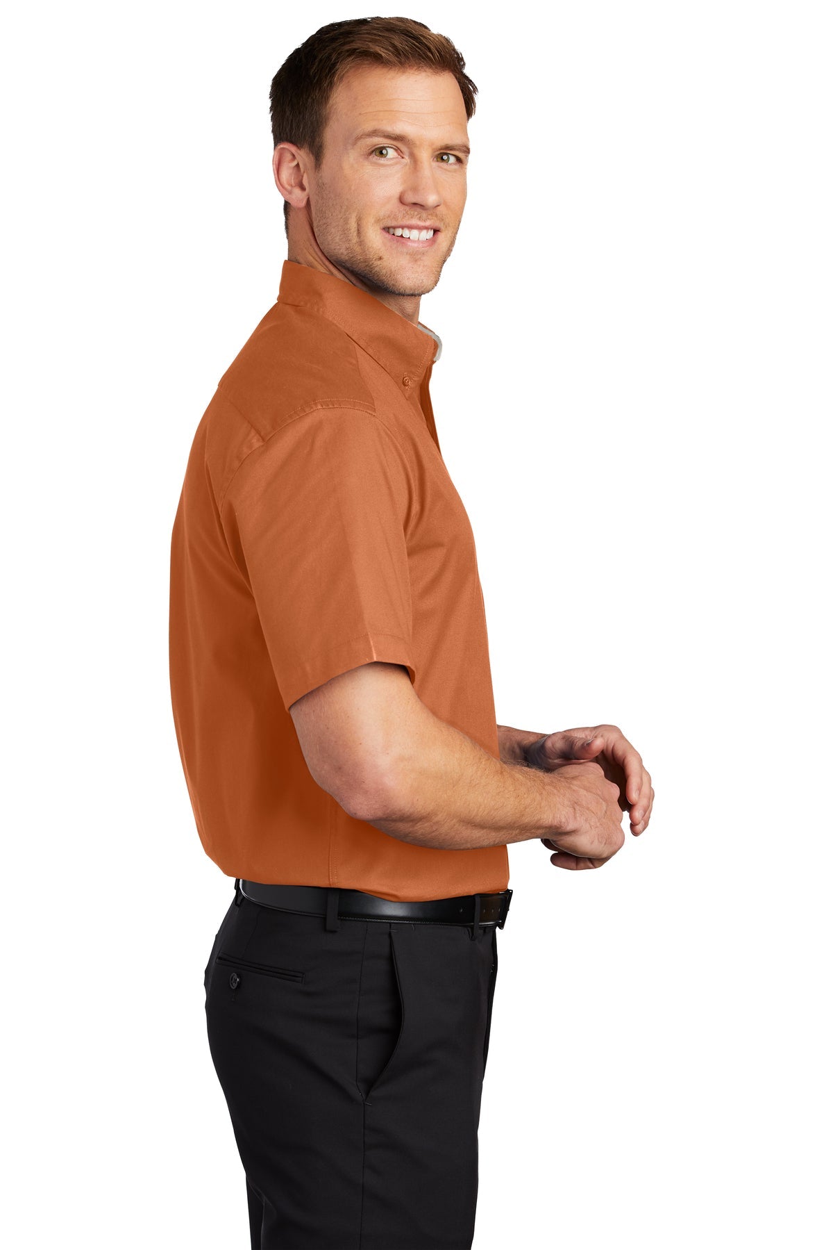 port authority_s508 _texas orange/light stone_company_logo_button downs