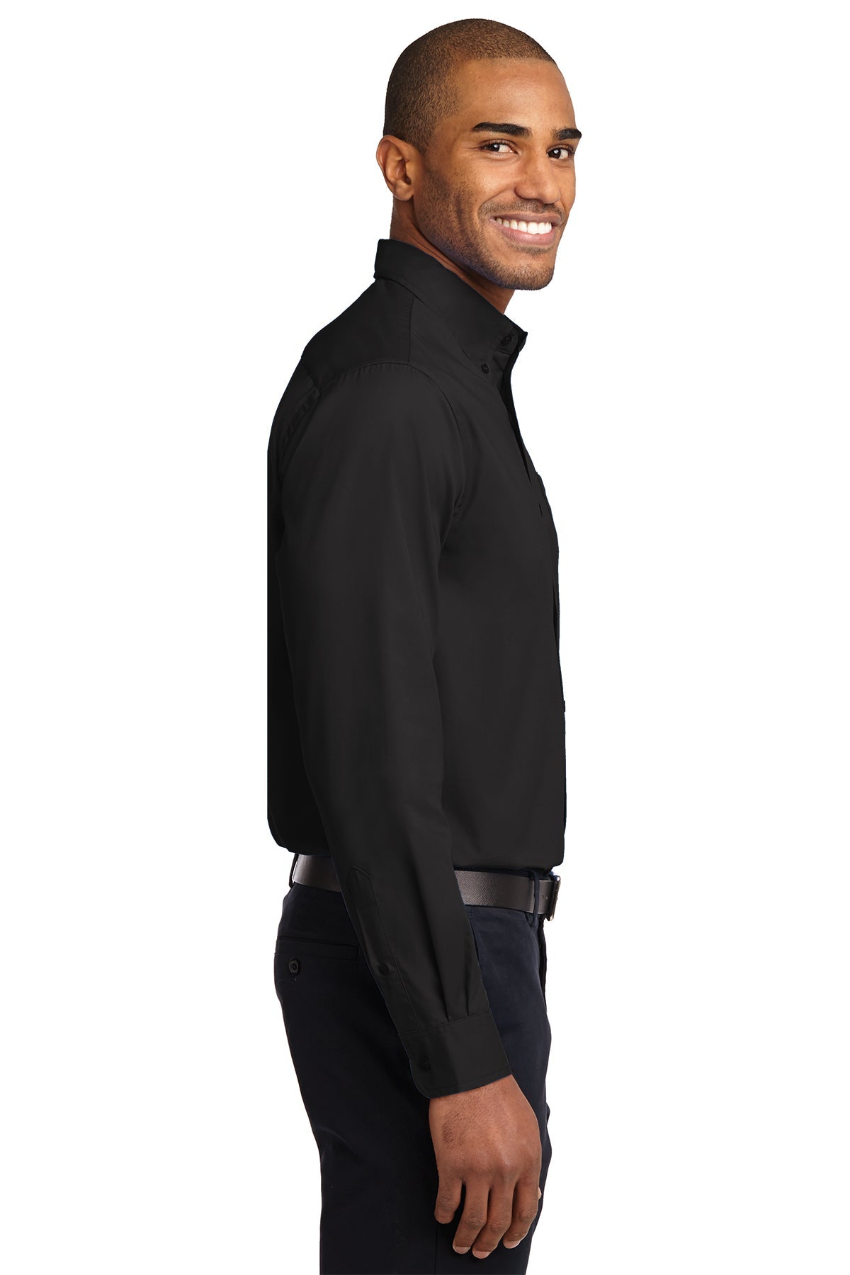 port authority_s608 _black/ light stone_company_logo_button downs