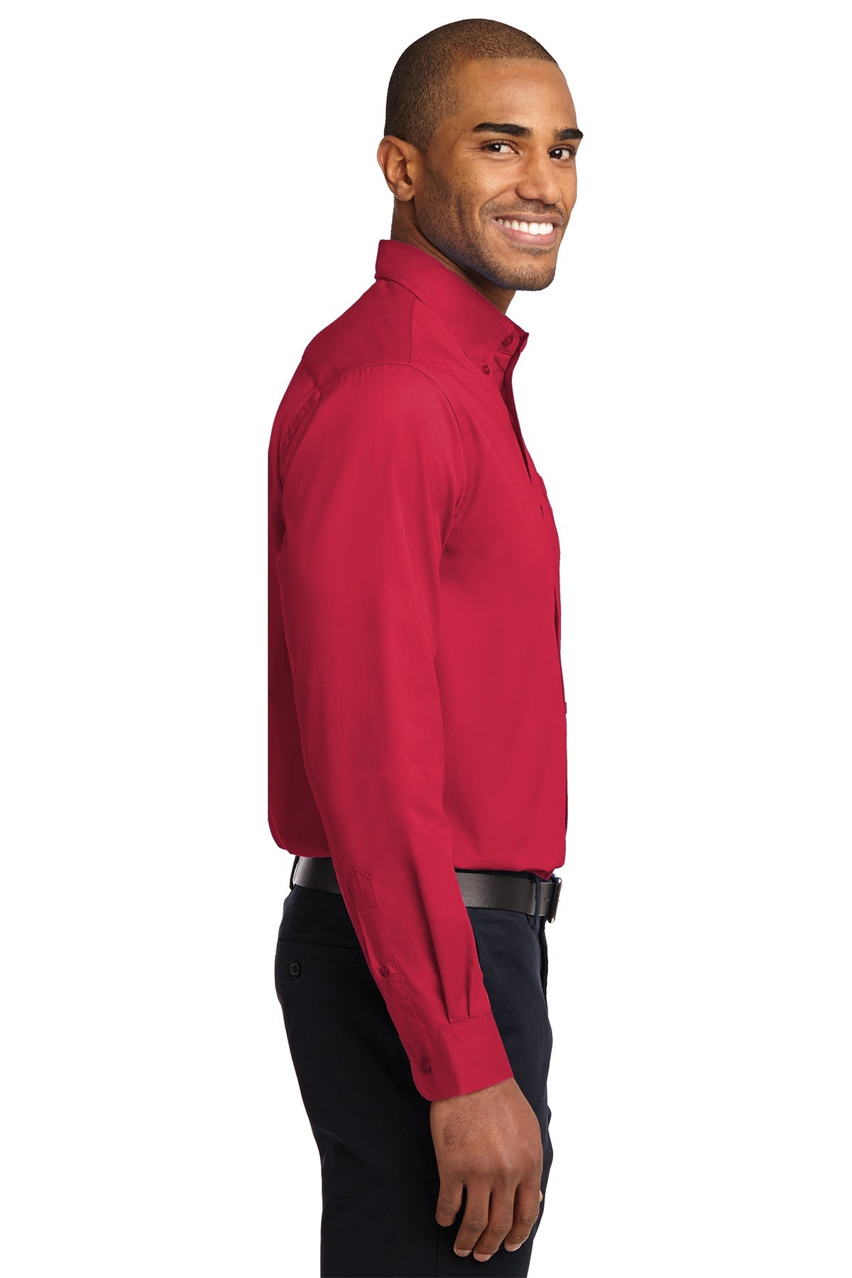 port authority_s608 _red/light stone_company_logo_button downs