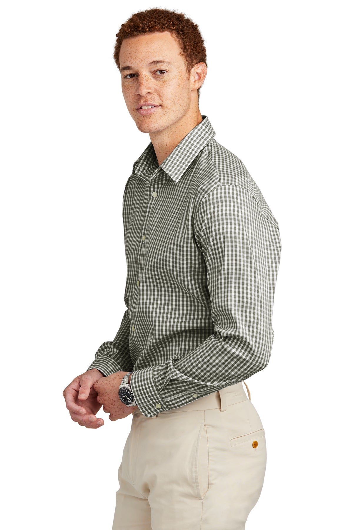 Brooks Brothers Tech Stretch Patterned Shirt, Deep Black Check