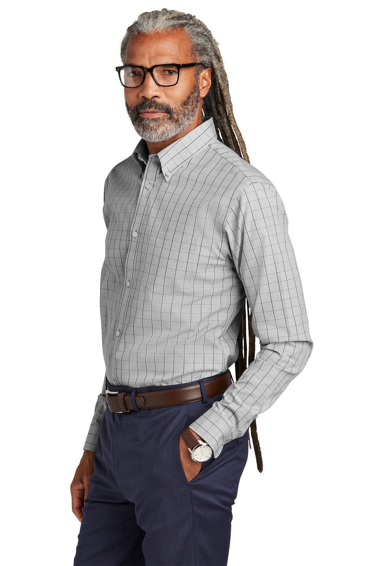 Brooks Brothers Wrinkle-Free Stretch Patterned Shirt, Shadow Grey
