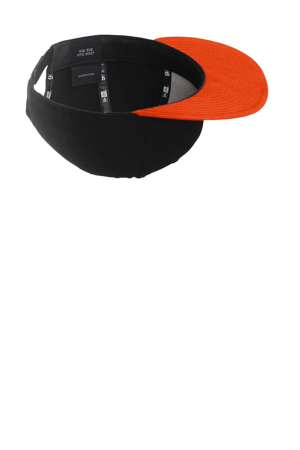 New Era Flat Bill Snapback Customized Caps, Black/ Team Orange